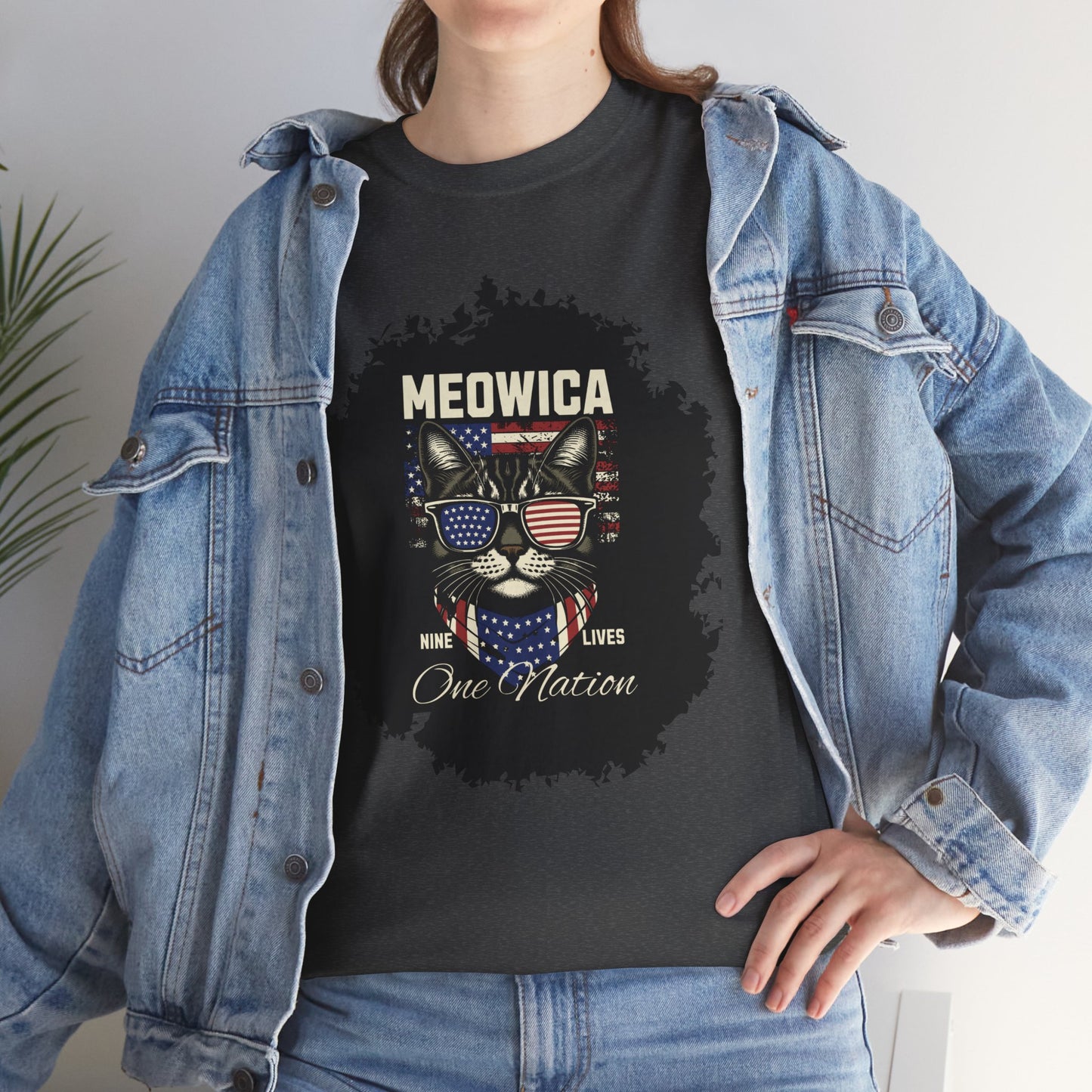 Patriotic Paws - Unisex Heavy Cotton Tee, Cat Lovers Gift