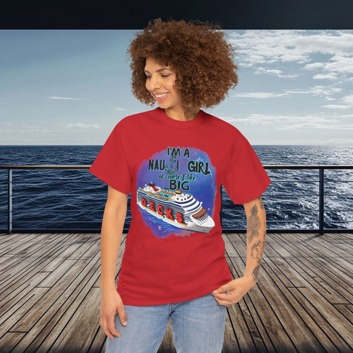 Nauti Girl Unisex Heavy Cotton Tee – I'm a Nauti Girl of Course I Like Big Decks Cruise T-shirt