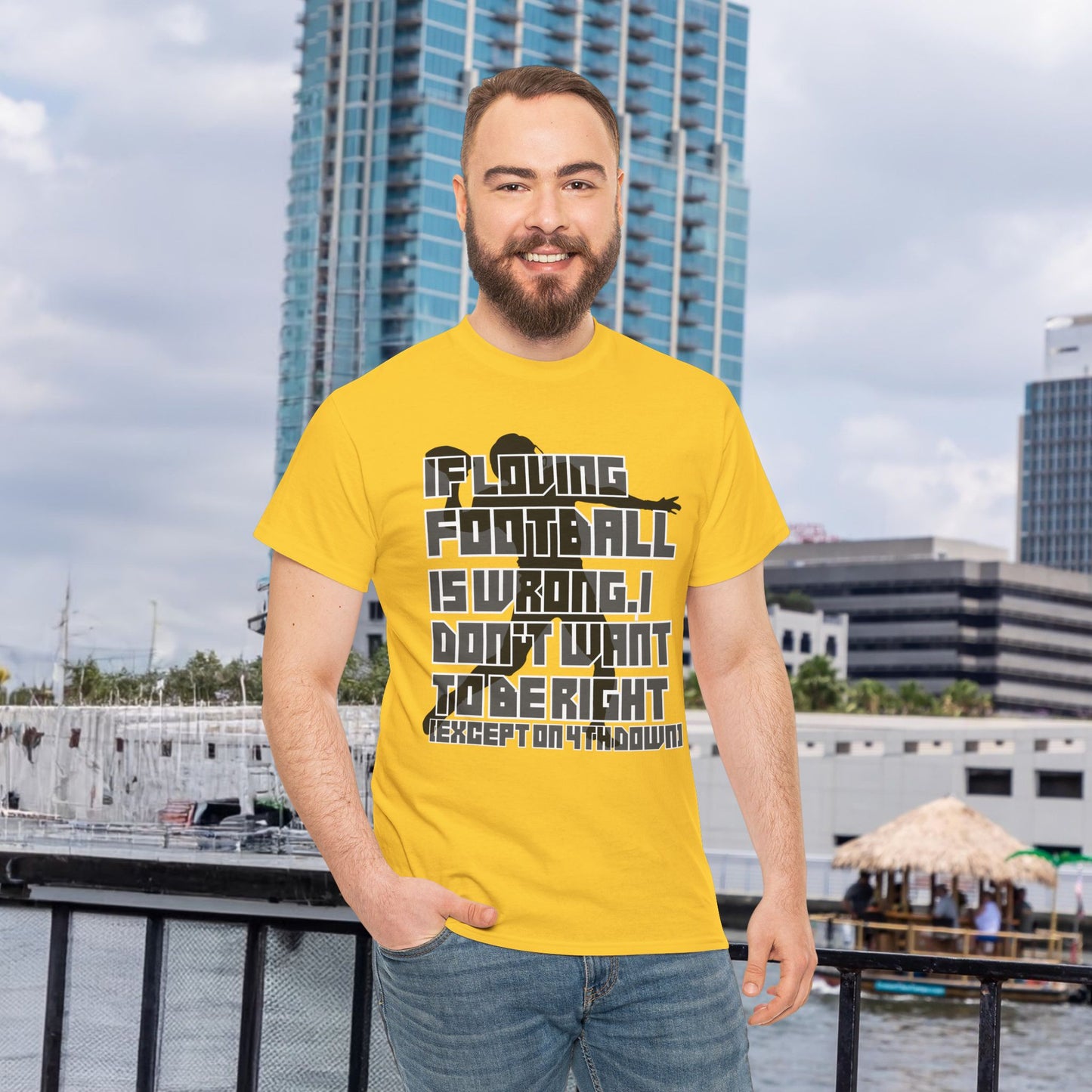 4th Down - Unisex Heavy Cotton Tee, Men's football shirt, Women's game t-shirt, quarterback, love, sports
