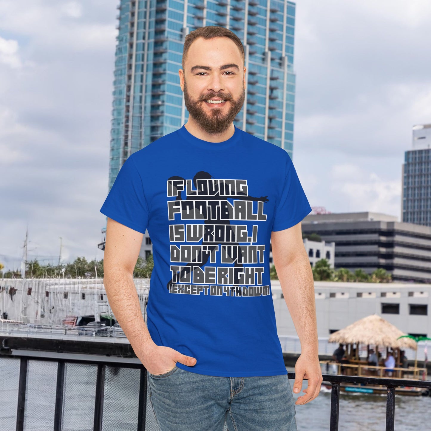 4th Down - Unisex Heavy Cotton Tee, Men's football shirt, Women's game t-shirt, quarterback, love, sports