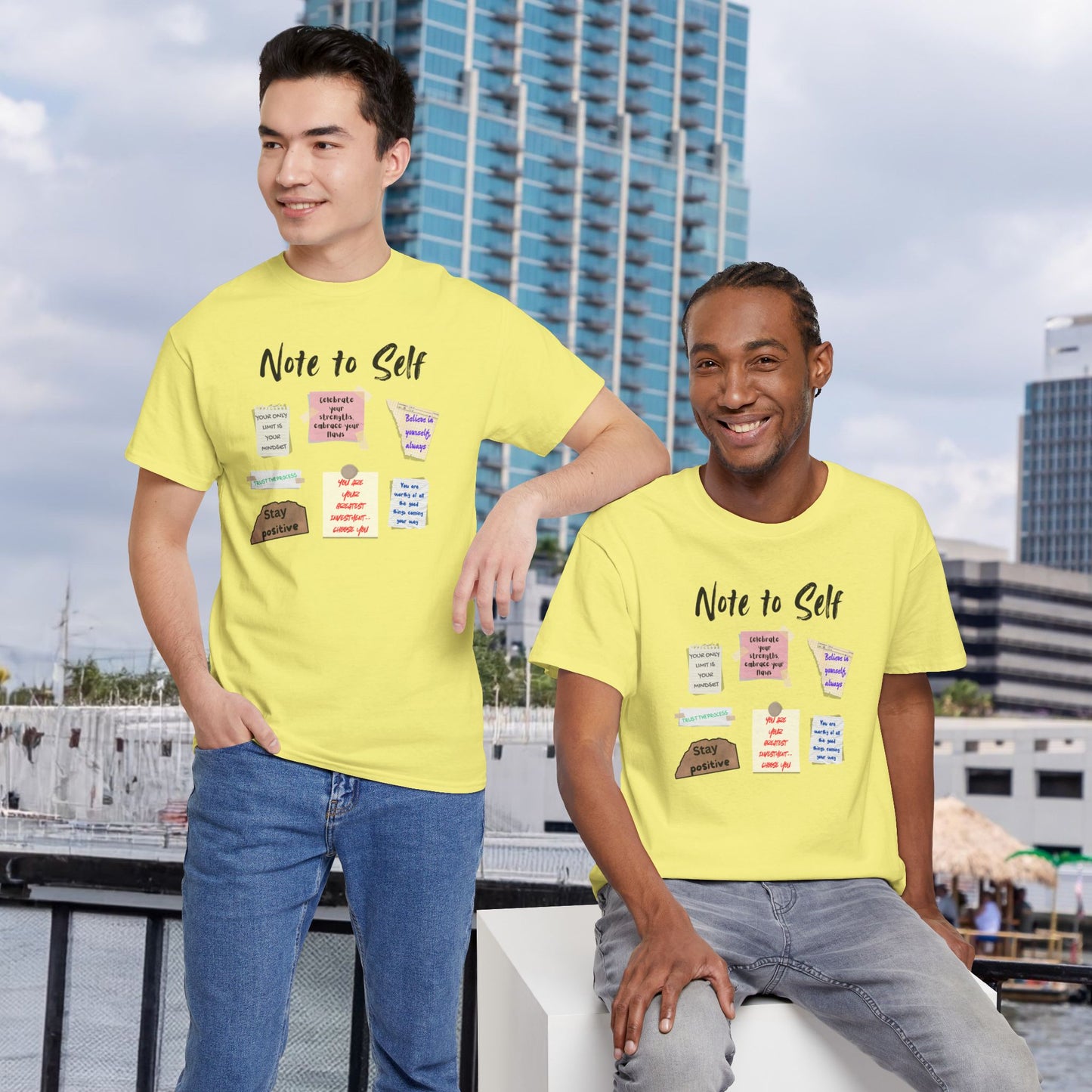 Note to Self: Motivational Messages - Unisex Heavy Cotton Tee Inspirational Quotes T-shirt