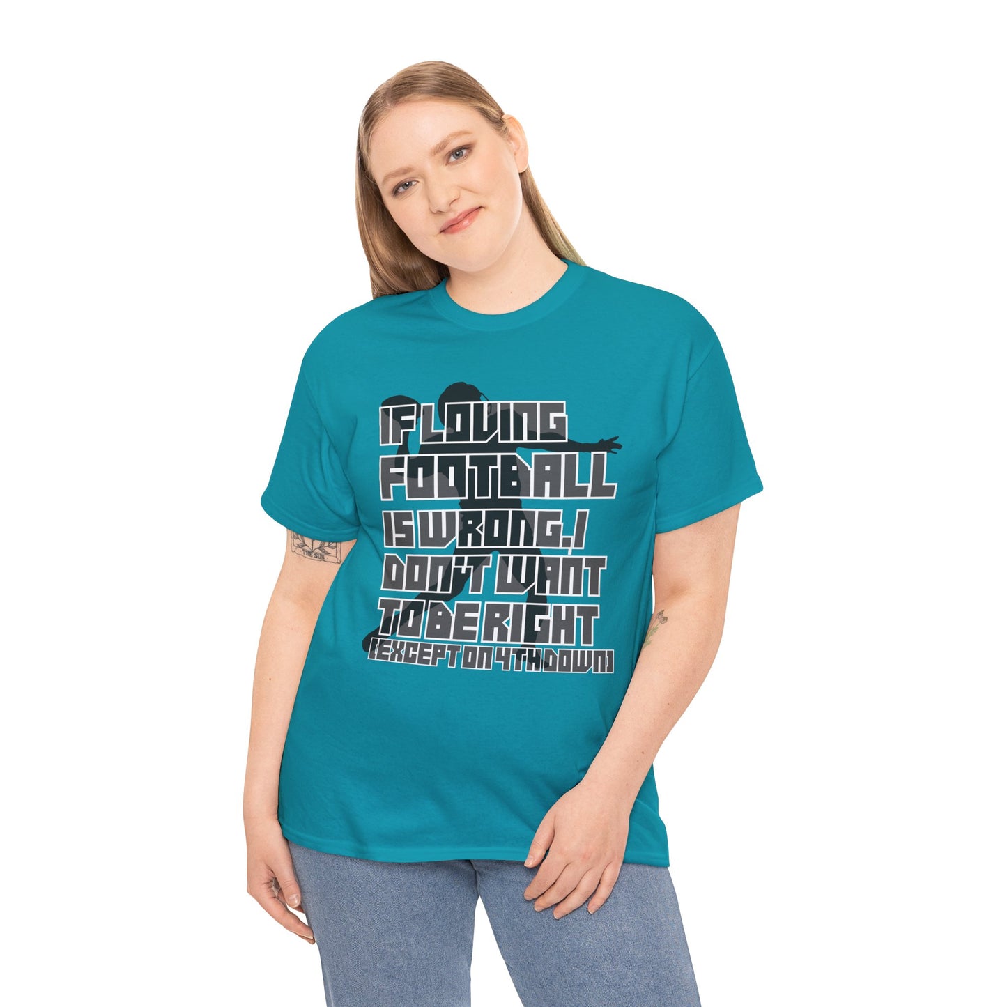 4th Down - Unisex Heavy Cotton Tee, Men's football shirt, Women's game t-shirt, quarterback, love, sports