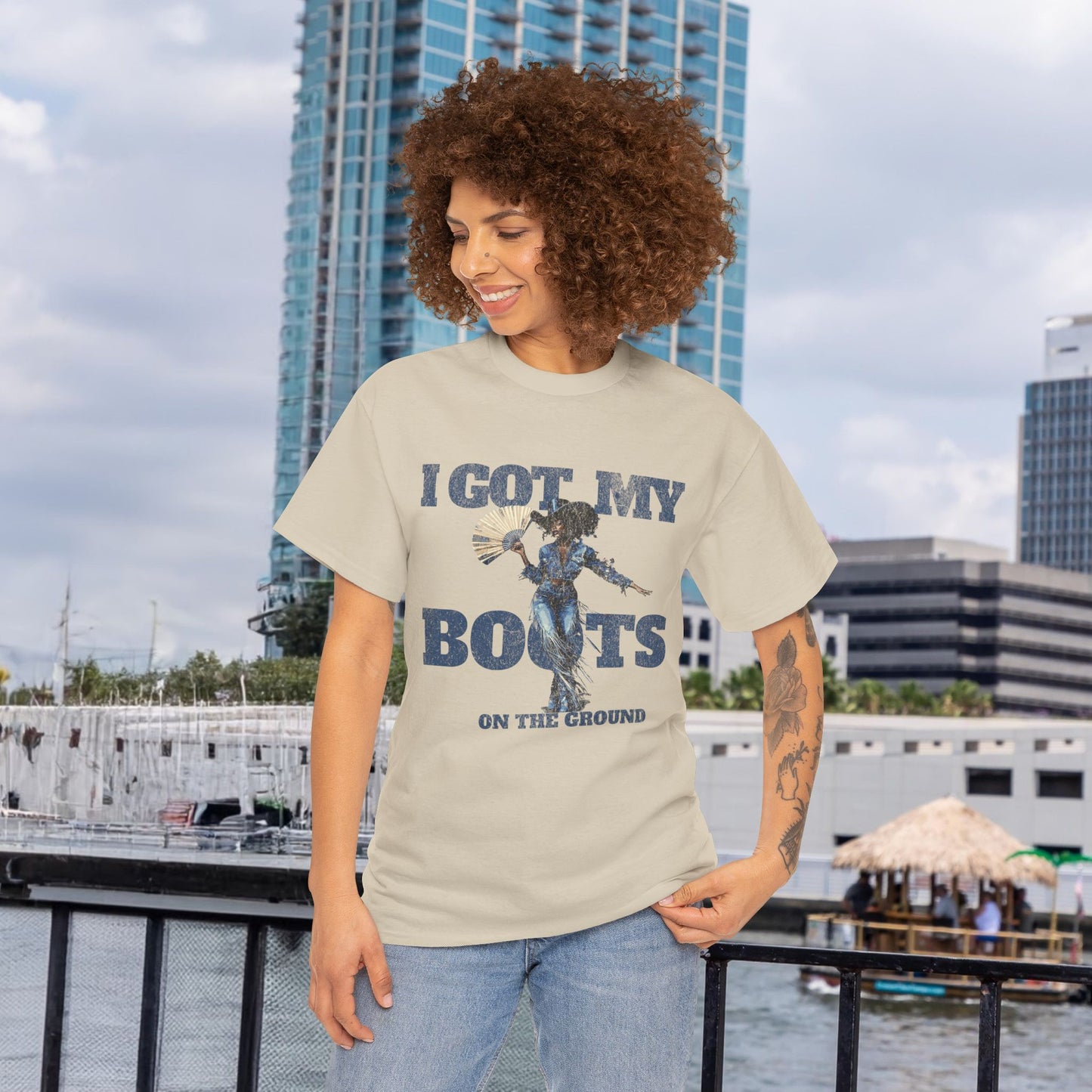 I Got My Boots Unisex Heavy Cotton Tee - Casual Graphic Shirt for Music Lovers, Line Dancers, Line Dance Group