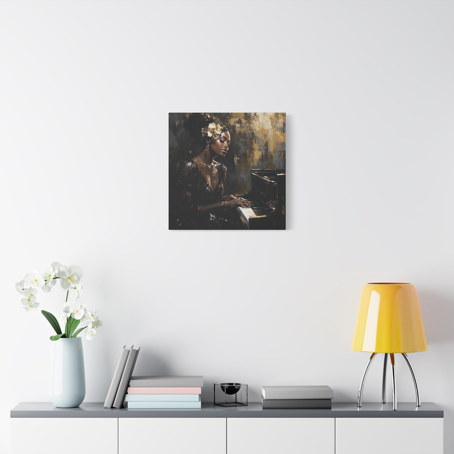 Keys of the Soul Canvas Art- Black Woman Playing Piano, Music Lover Gift, Musical Wall Decor, Home Office