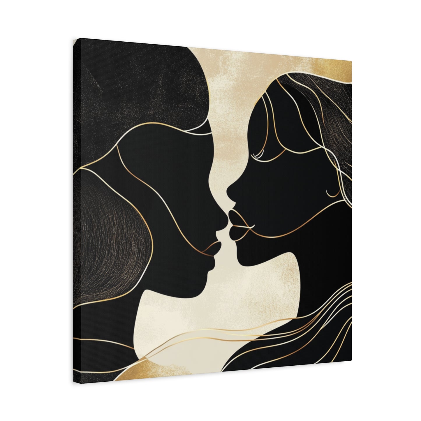 Traces of Us Canvas Print, Minimalist Wall Art, Stretched Matte 25", African American Love, Elegant Home Decor