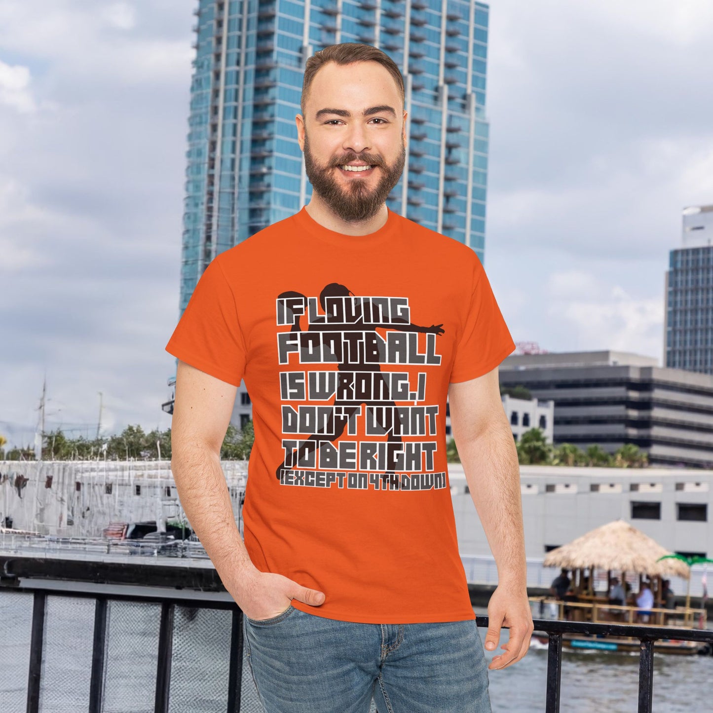 4th Down - Unisex Heavy Cotton Tee, Men's football shirt, Women's game t-shirt, quarterback, love, sports