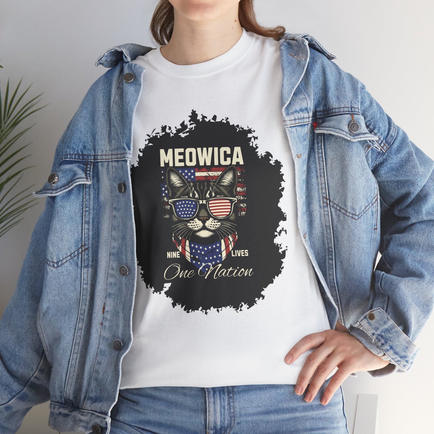 Patriotic Paws - Unisex Heavy Cotton Tee, Cat Lovers Gift