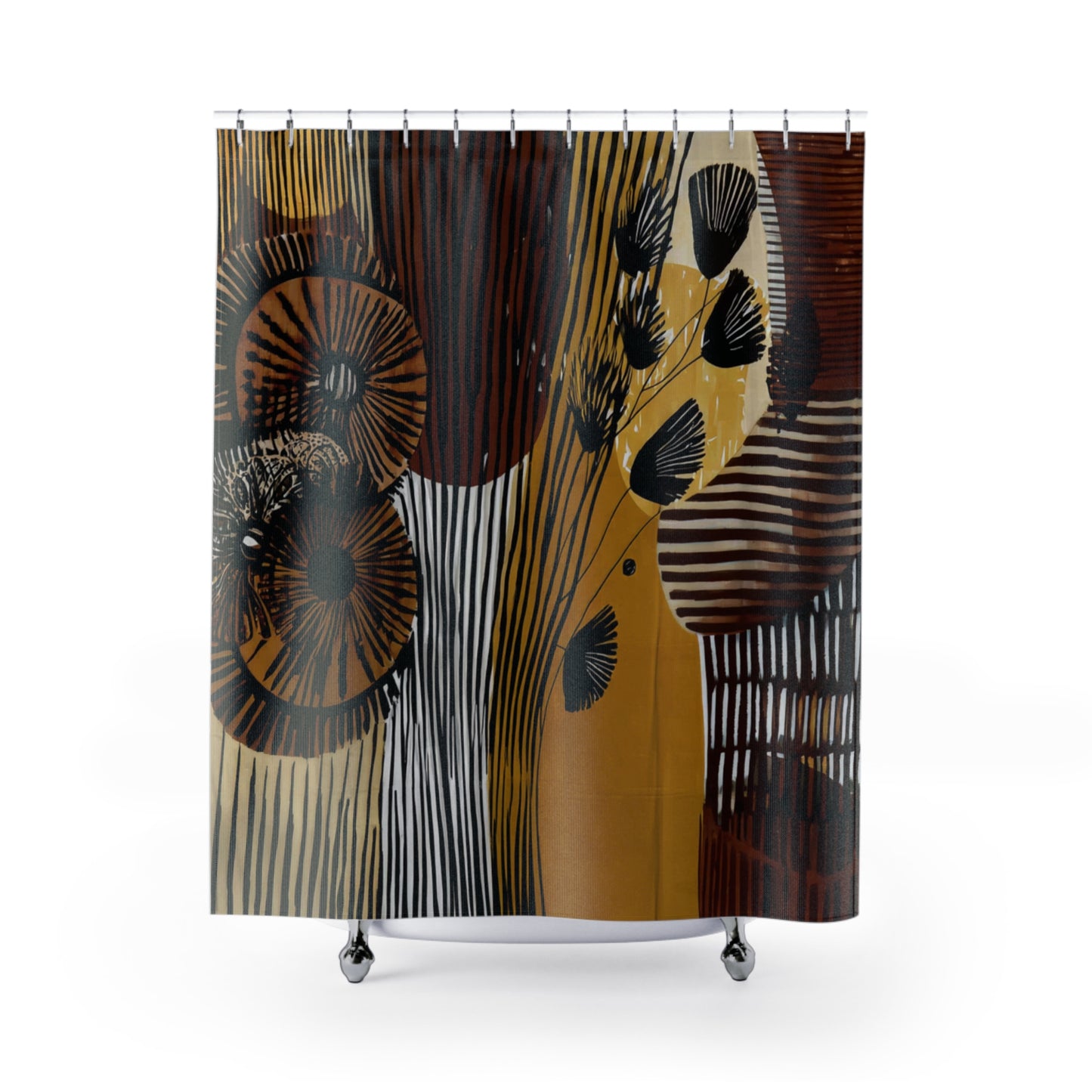 Harvest Bloom Abstract Floral Shower Curtain, Modern Bathroom Decor