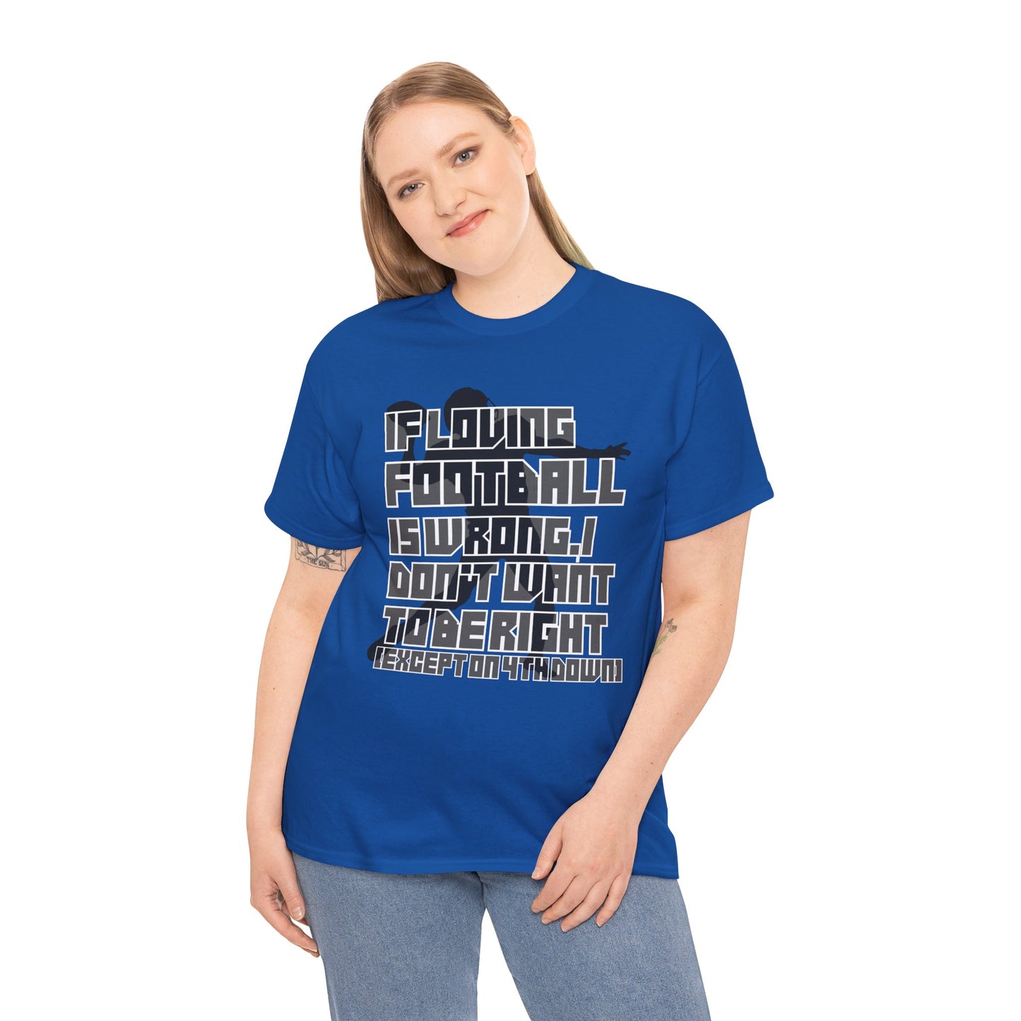 4th Down - Unisex Heavy Cotton Tee, Men's football shirt, Women's game t-shirt, quarterback, love, sports