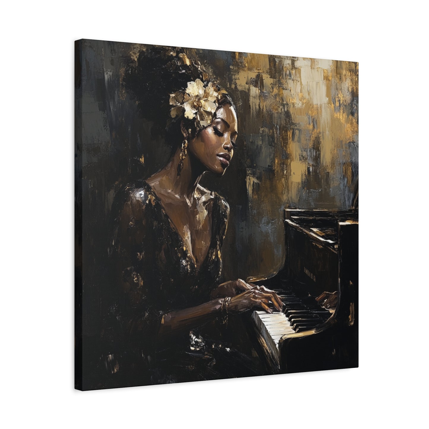 Keys of the Soul Canvas Art- Black Woman Playing Piano, Music Lover Gift, Musical Wall Decor, Home Office