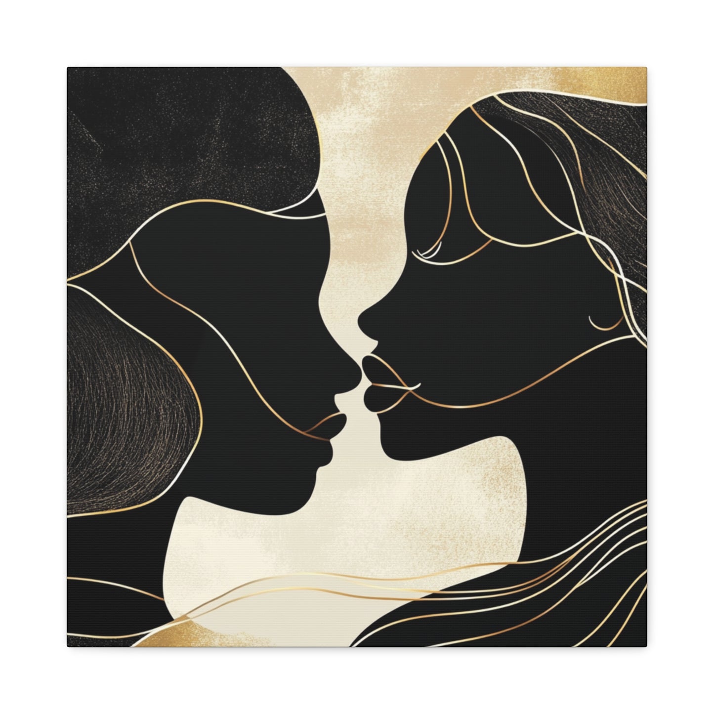 Traces of Us Canvas Print, Minimalist Wall Art, Stretched Matte 25", African American Love, Elegant Home Decor