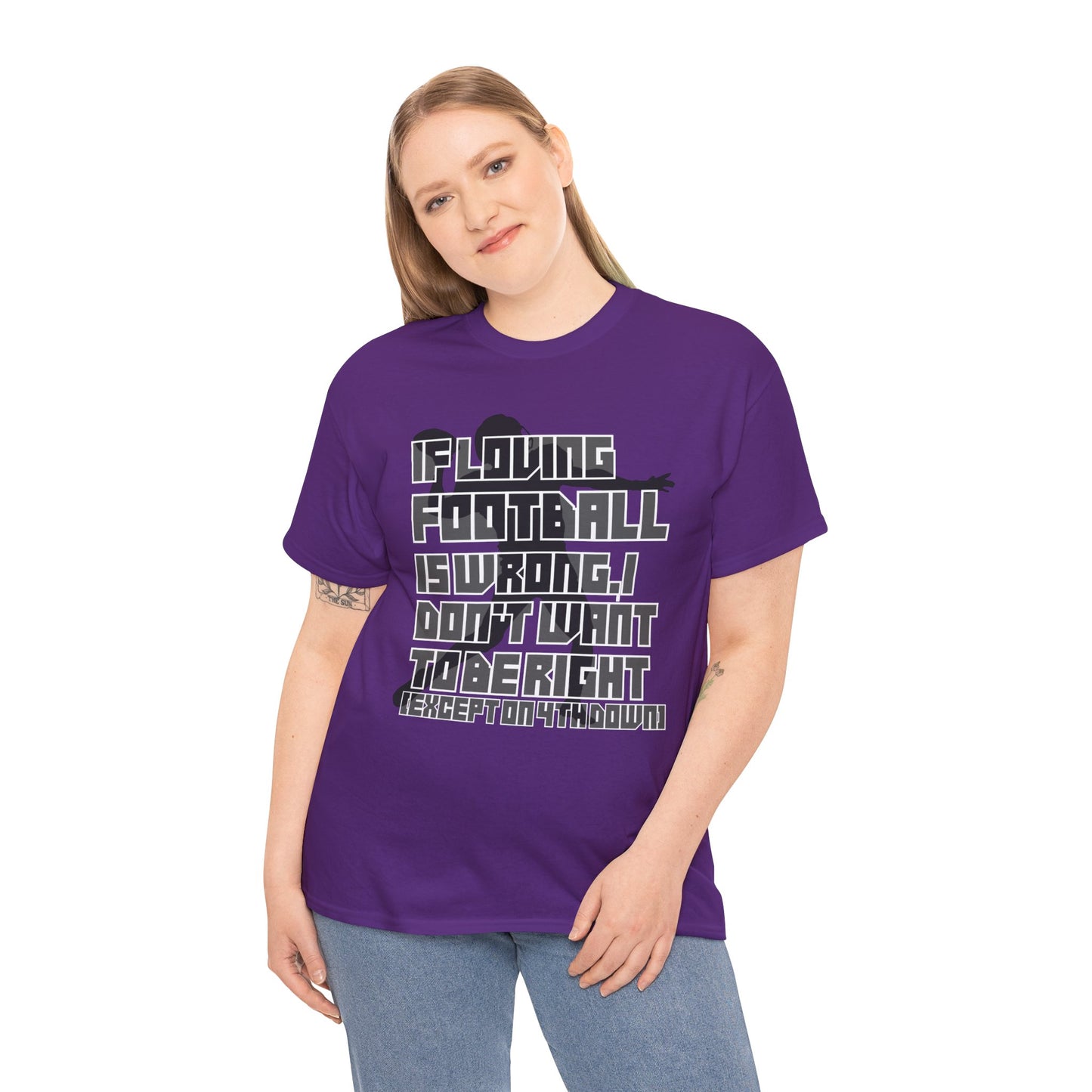 4th Down - Unisex Heavy Cotton Tee, Men's football shirt, Women's game t-shirt, quarterback, love, sports