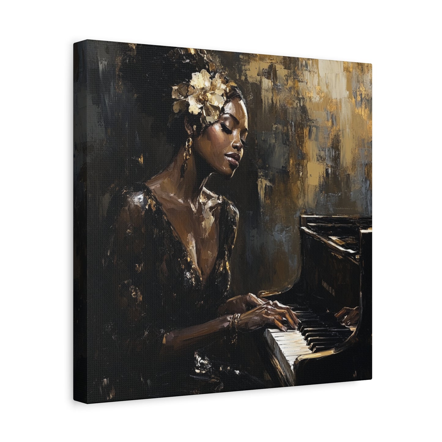 Keys of the Soul Canvas Art- Black Woman Playing Piano, Music Lover Gift, Musical Wall Decor, Home Office