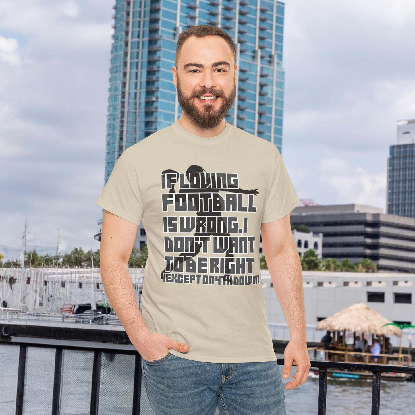 4th Down - Unisex Heavy Cotton Tee, Men's football shirt, Women's game t-shirt, quarterback, love, sports
