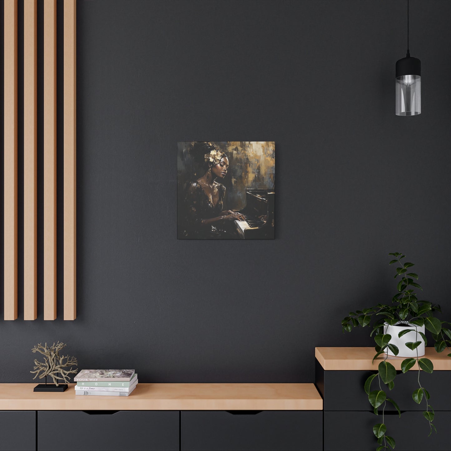 Keys of the Soul Canvas Art- Black Woman Playing Piano, Music Lover Gift, Musical Wall Decor, Home Office