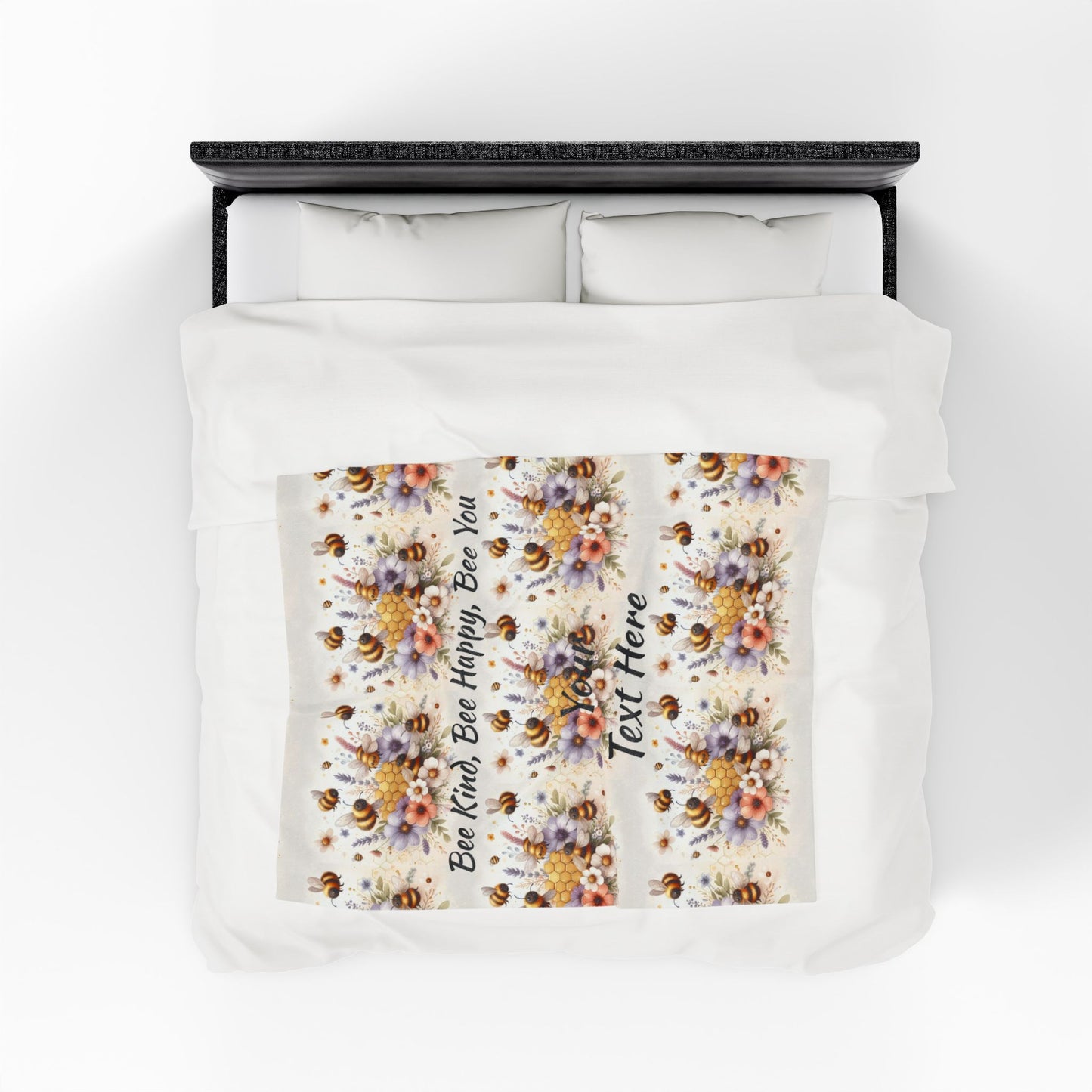 Personalized Spring Floral Bee Kind Plush Blanket | Floral Throw Blanket, Custom Keepsake, Seasonal, Cozy Bee Lovers Gift