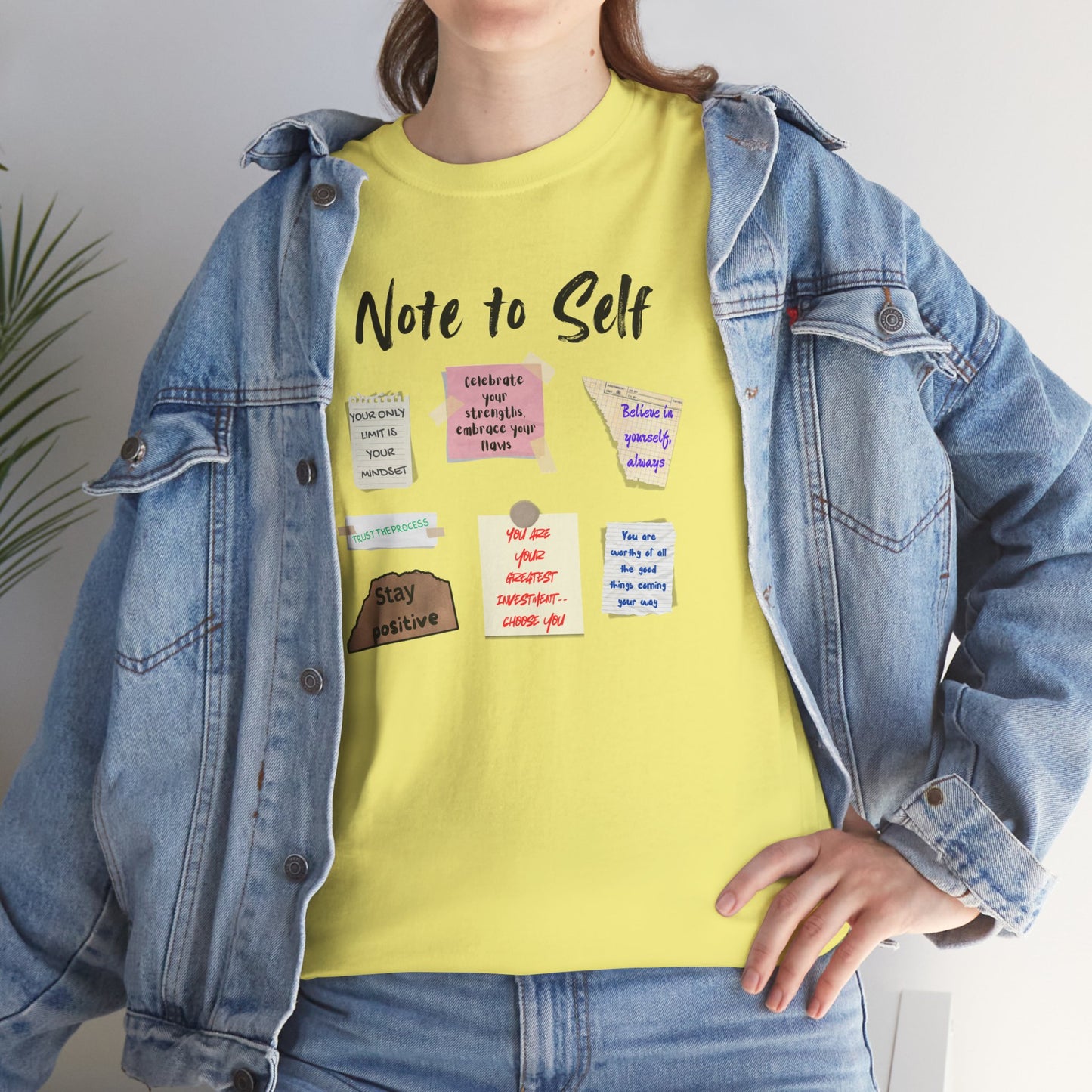 Note to Self: Motivational Messages - Unisex Heavy Cotton Tee Inspirational Quotes T-shirt