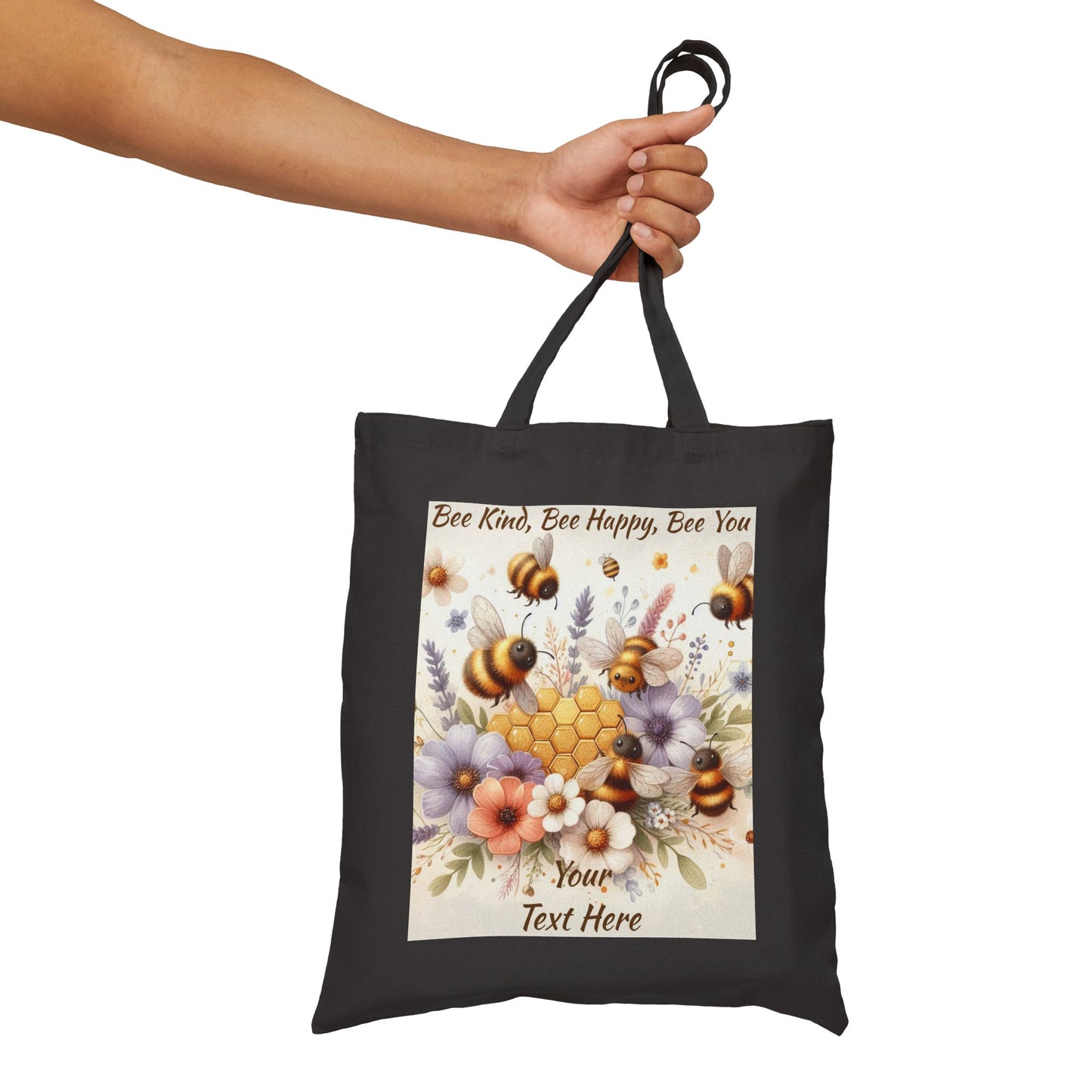 Personalized Spring Floral Bee Kind Tote Bag, Eco-Friendly Bag, Stylish Shopper, Gift for Bee Lovers, Reusable Bag, Personalized Tote