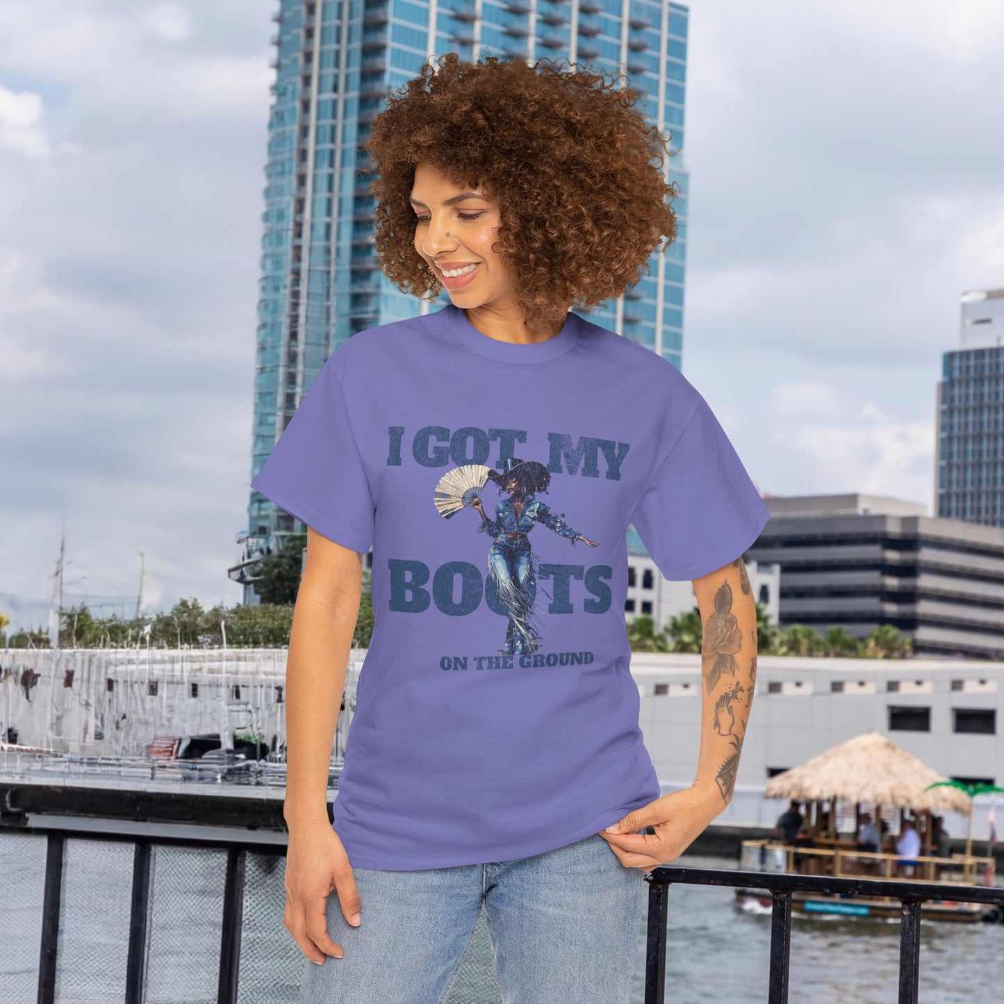 I Got My Boots Unisex Heavy Cotton Tee - Casual Graphic Shirt for Music Lovers, Line Dancers, Line Dance Group