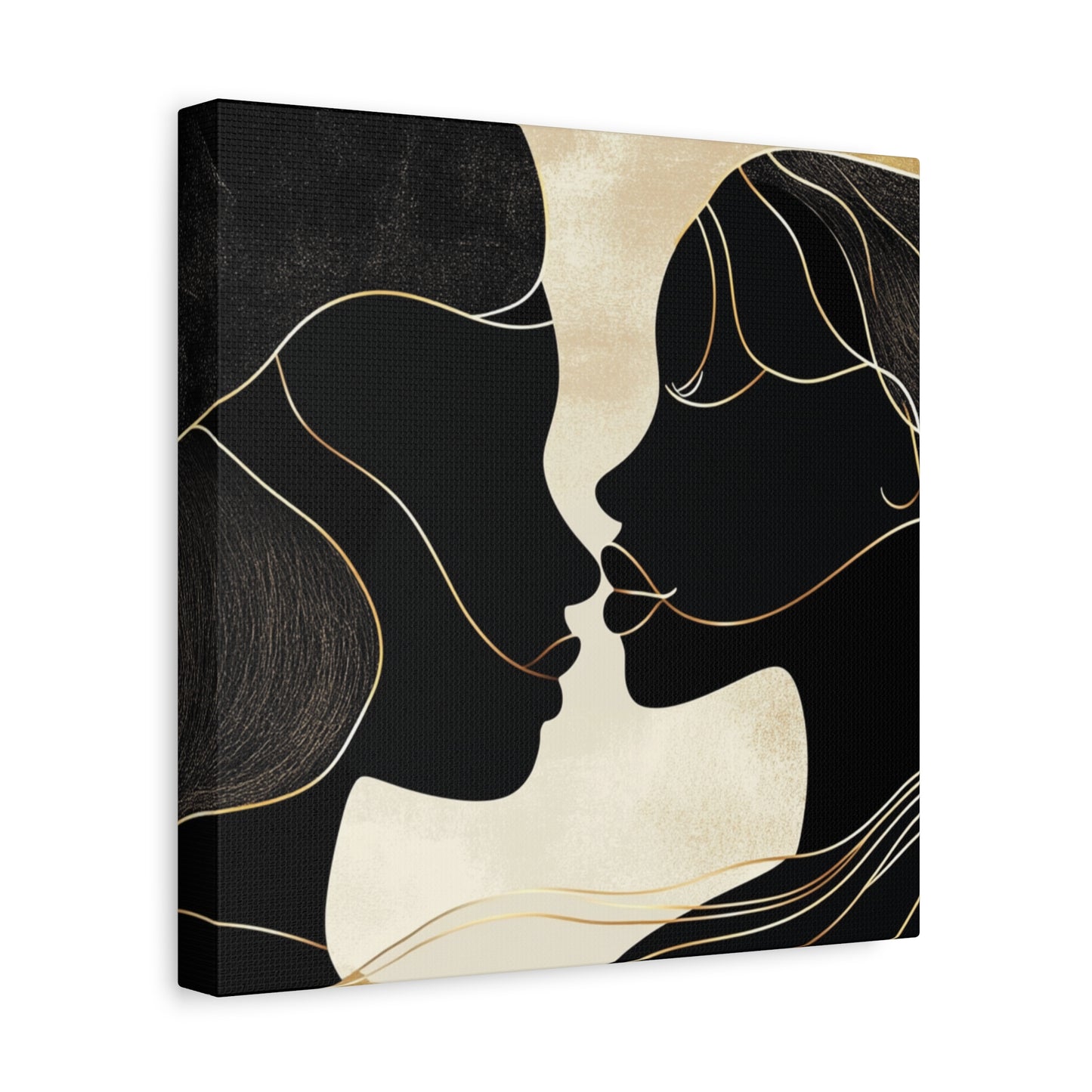 Traces of Us Canvas Print, Minimalist Wall Art, Stretched Matte 25", African American Love, Elegant Home Decor