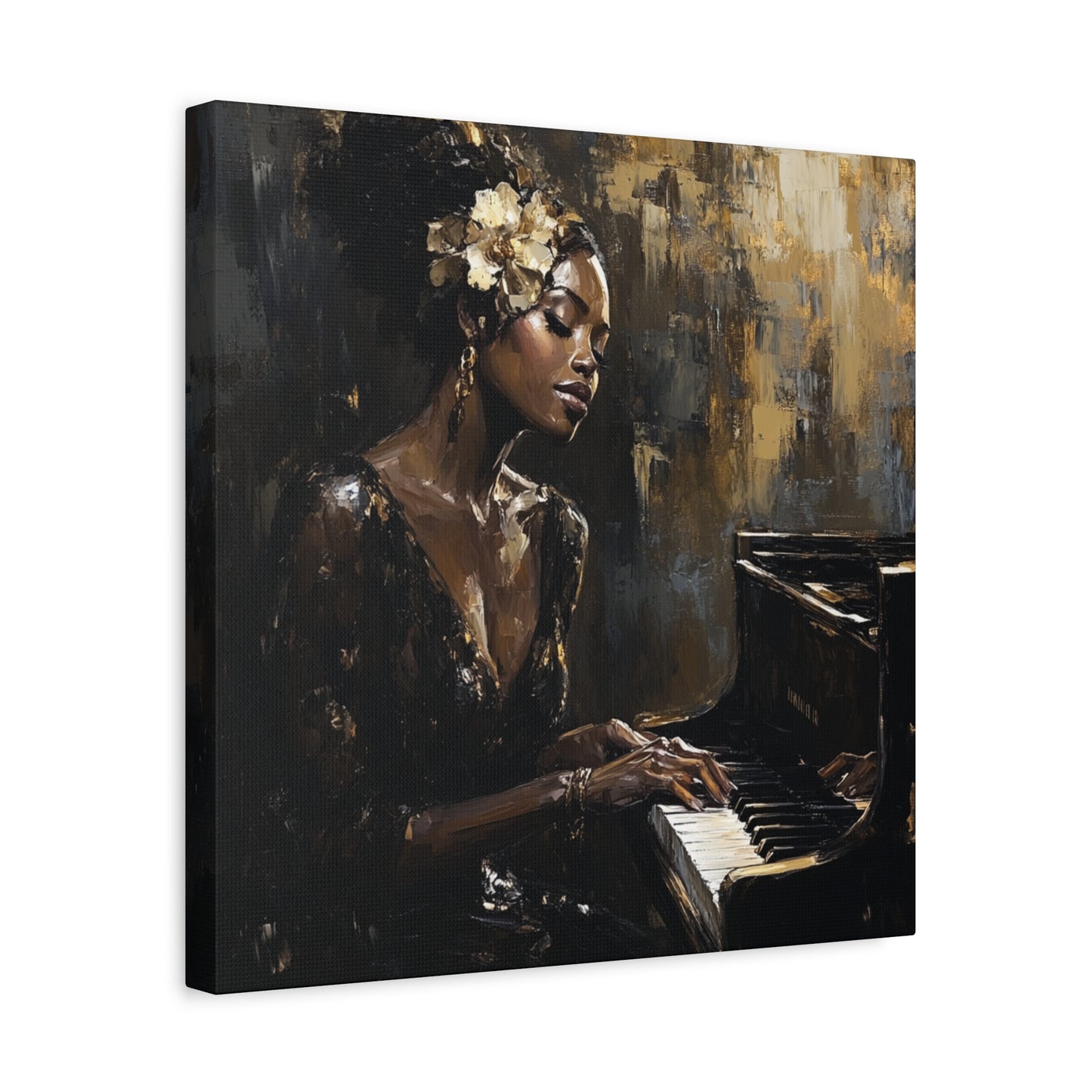 Keys of the Soul Canvas Art- Black Woman Playing Piano, Music Lover Gift, Musical Wall Decor, Home Office