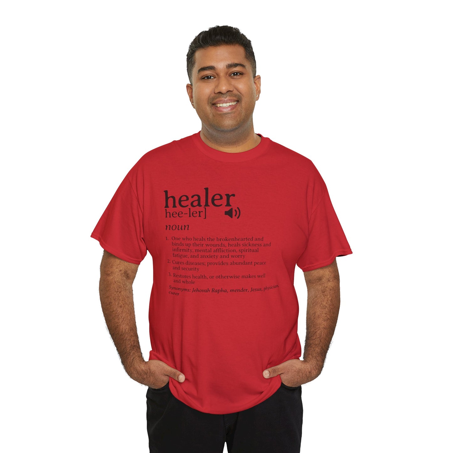 Healer Unisex Heavy Cotton Tee - Jehovah Rapha Healing T-Shirt, Spiritual Gift Shirt, Faith Inspirational Apparel, Christian Graphic Tee,