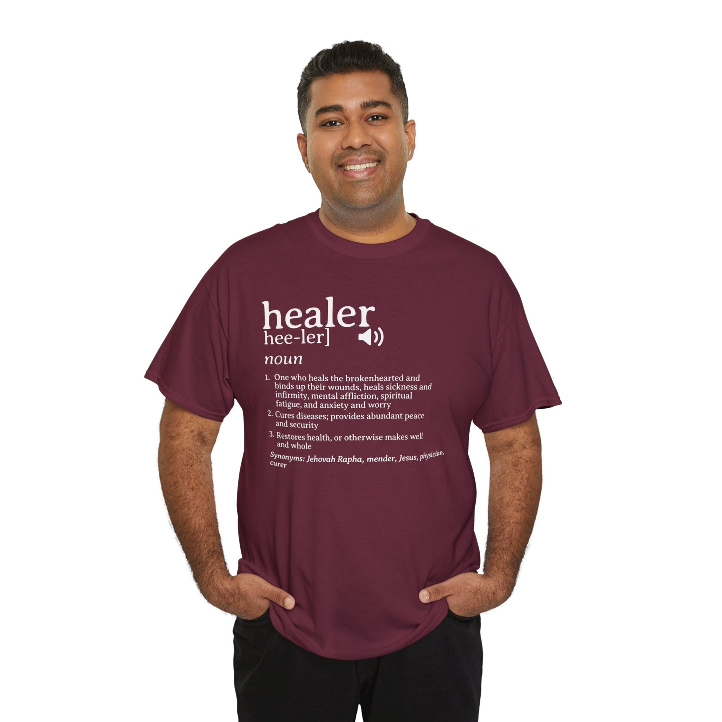 Healer Unisex Heavy Cotton Tee - Jehovah Rapha Healing T-Shirt, Spiritual Gift Shirt, Faith Inspirational Apparel, Christian Graphic Tee,