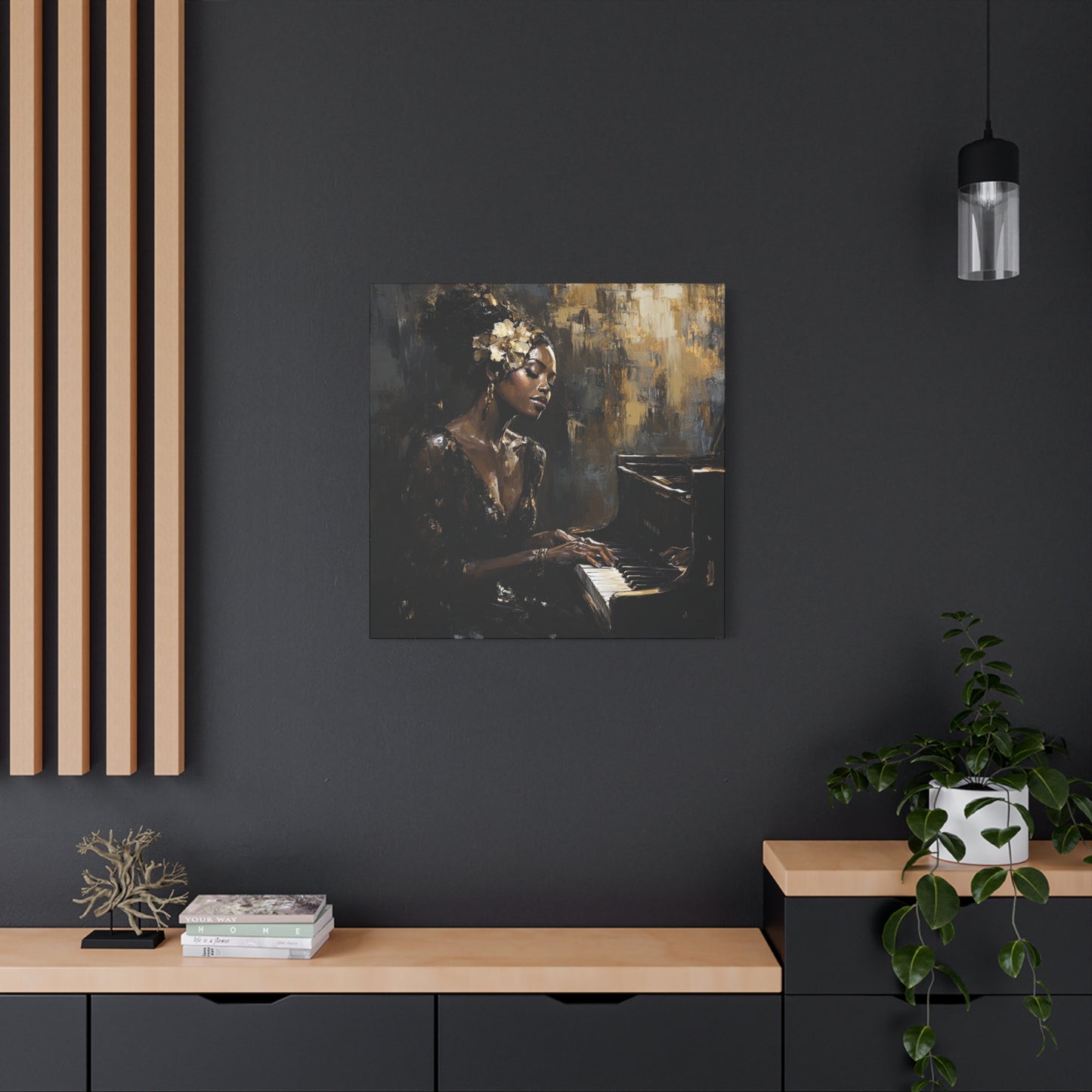 Keys of the Soul Canvas Art- Black Woman Playing Piano, Music Lover Gift, Musical Wall Decor, Home Office