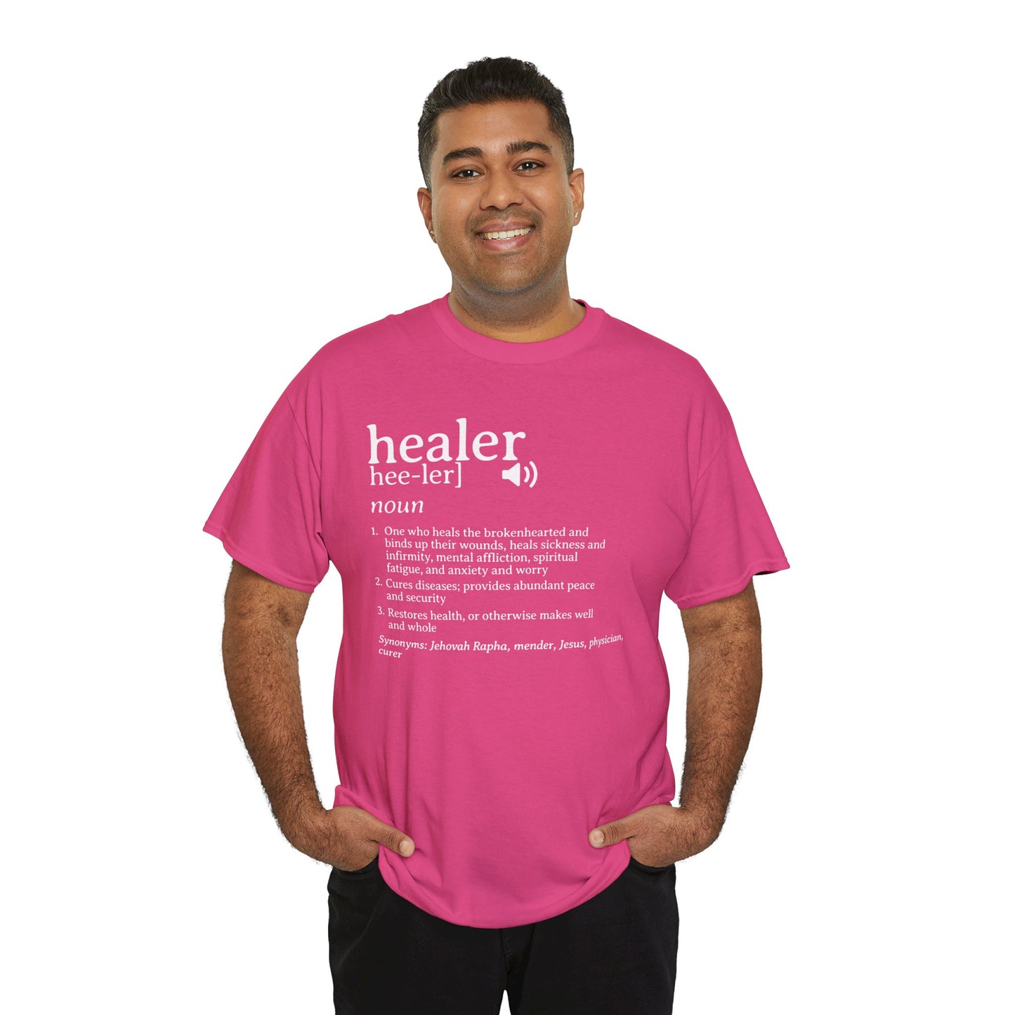 Healer Unisex Heavy Cotton Tee - Jehovah Rapha Healing T-Shirt, Spiritual Gift Shirt, Faith Inspirational Apparel, Christian Graphic Tee,
