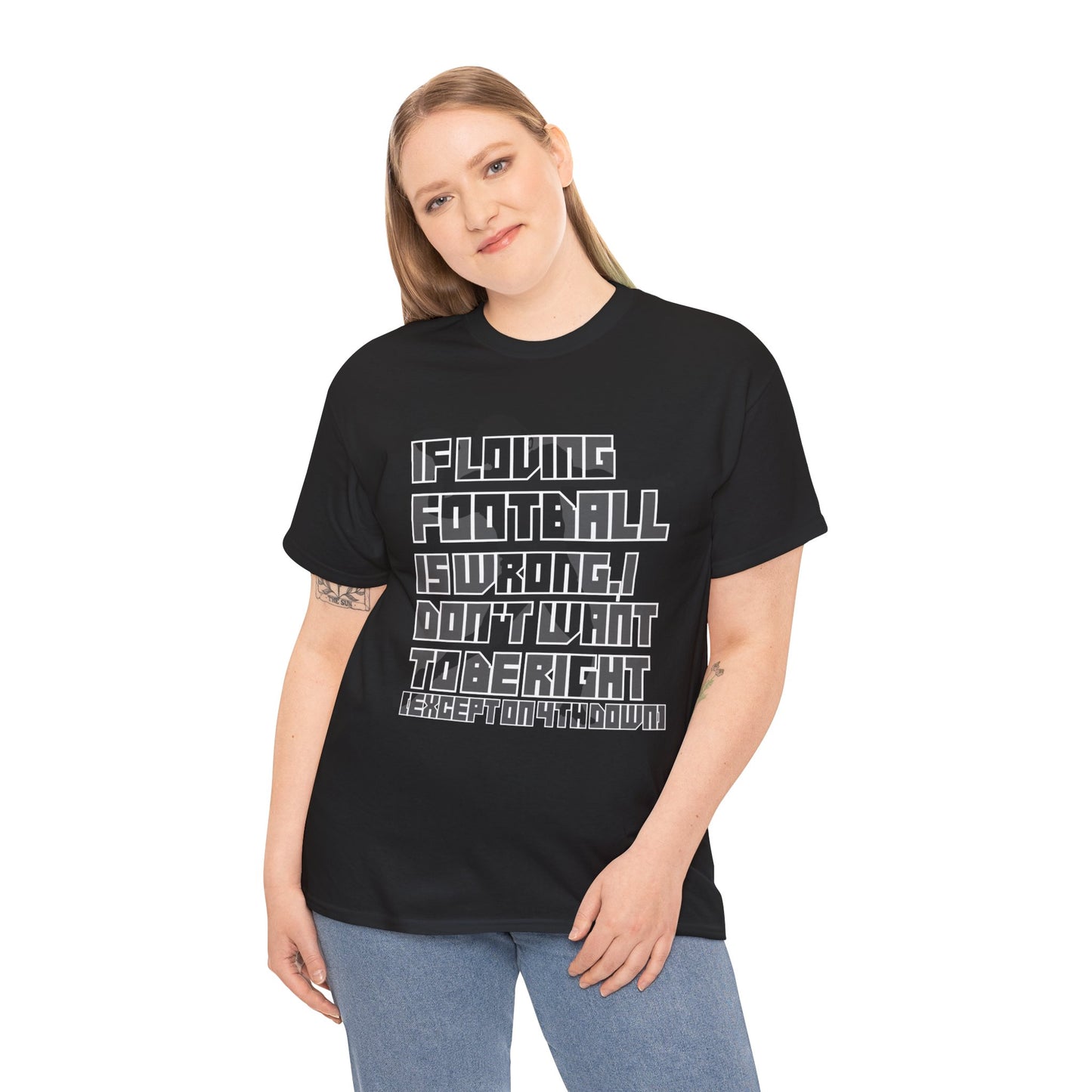 4th Down - Unisex Heavy Cotton Tee, Men's football shirt, Women's game t-shirt, quarterback, love, sports