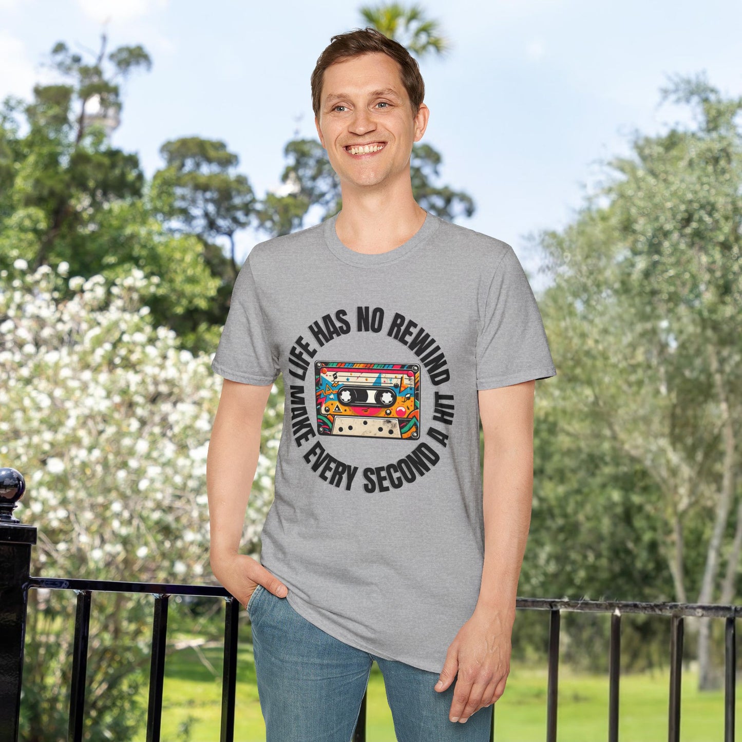 No Rewind Cassette Unisex Softstyle T-Shirt Motivational Quote Tee