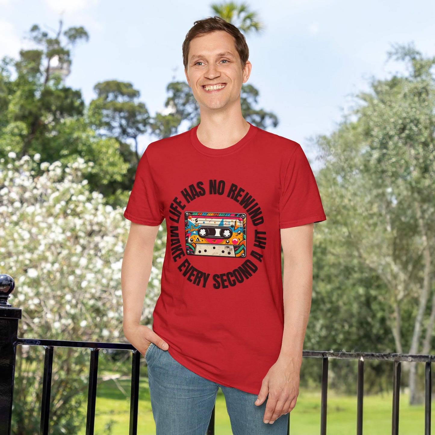 No Rewind Cassette Unisex Softstyle T-Shirt Motivational Quote Tee