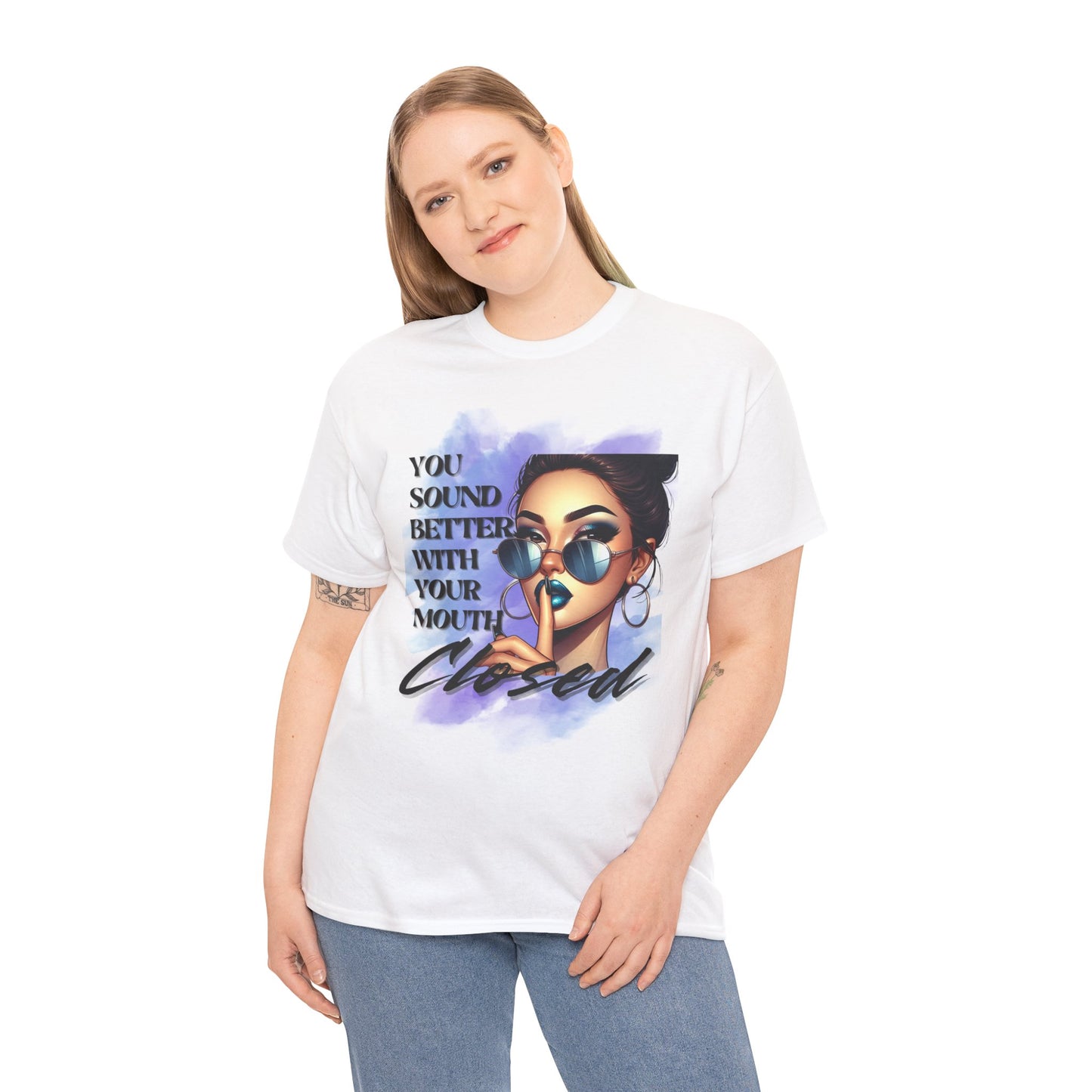 Stay Silent - Unisex Heavy Cotton Tee, Women's sarcastic T-shirt, sassy graphic quote top