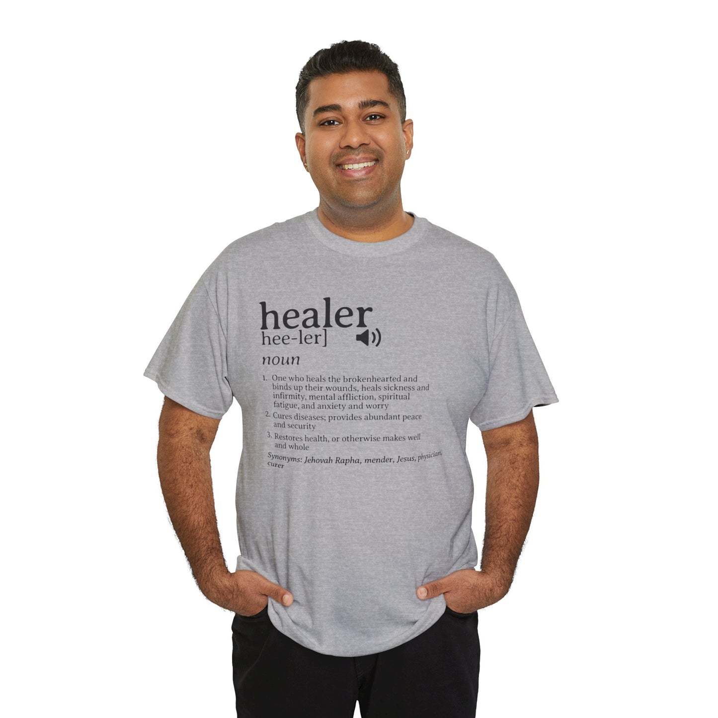 Healer Unisex Heavy Cotton Tee - Jehovah Rapha Healing T-Shirt, Spiritual Gift Shirt, Faith Inspirational Apparel, Christian Graphic Tee,