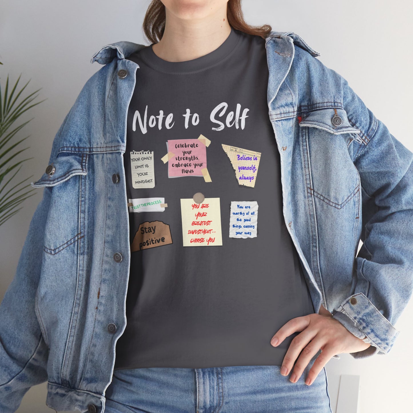 Note to Self: Motivational Messages - Unisex Heavy Cotton Tee Inspirational Quotes T-shirt