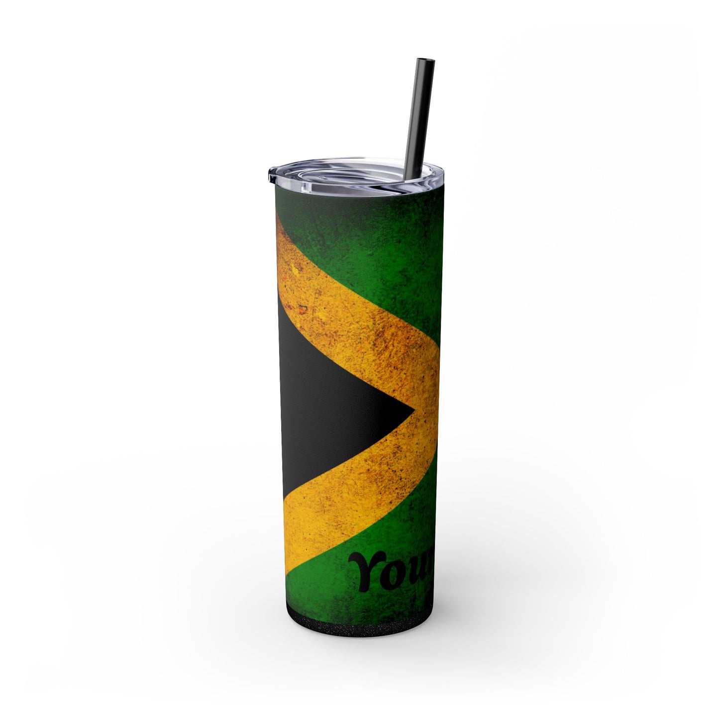 Jamaican Flag Skinny Tumbler, Personalized Drinkware, Insulated Cup with Straw, 20oz Gift Idea, Custom Name Tumbler, Travel Mug for Hot/Cold