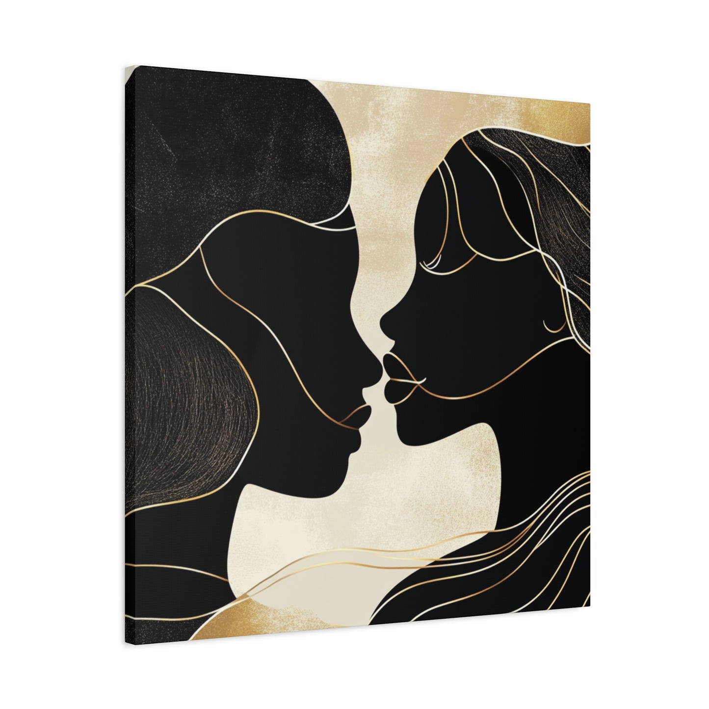 Traces of Us Canvas Print, Minimalist Wall Art, Stretched Matte 25", African American Love, Elegant Home Decor