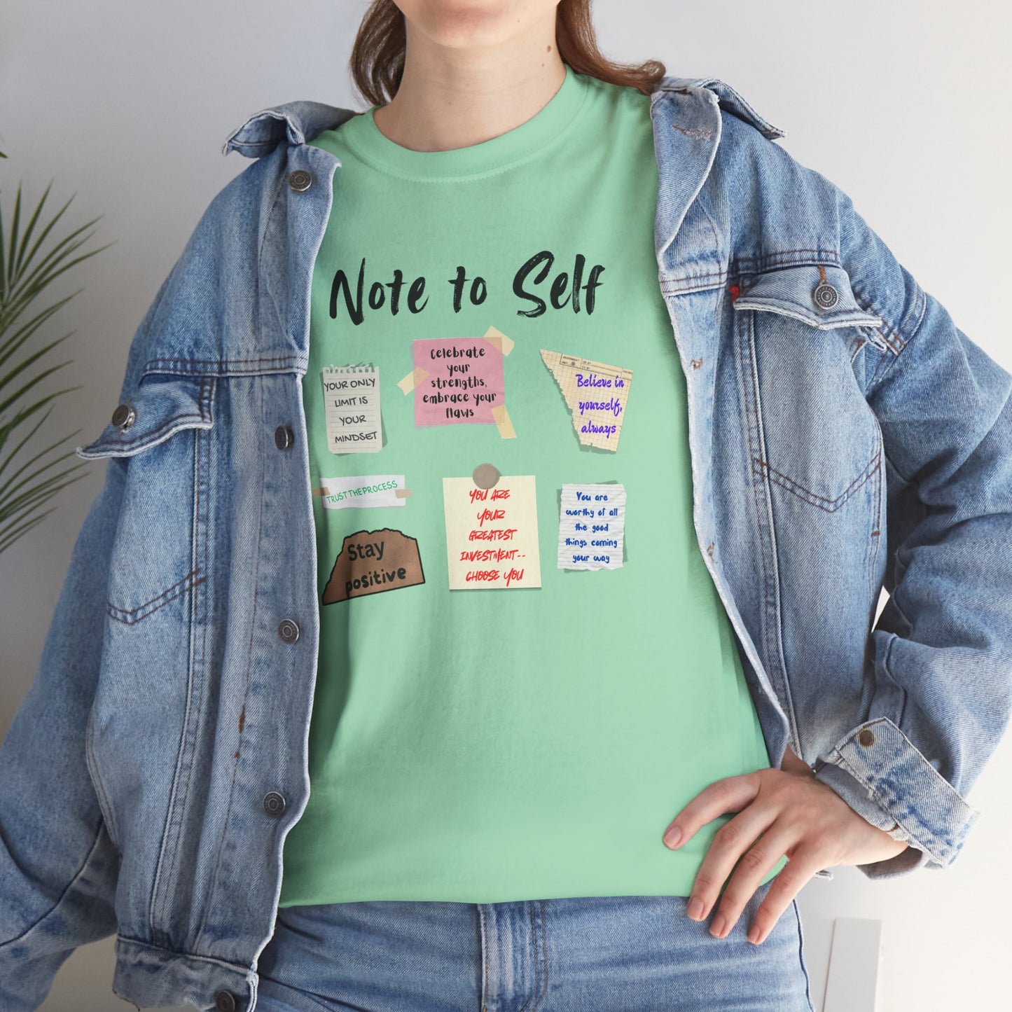 Note to Self: Motivational Messages - Unisex Heavy Cotton Tee Inspirational Quotes T-shirt