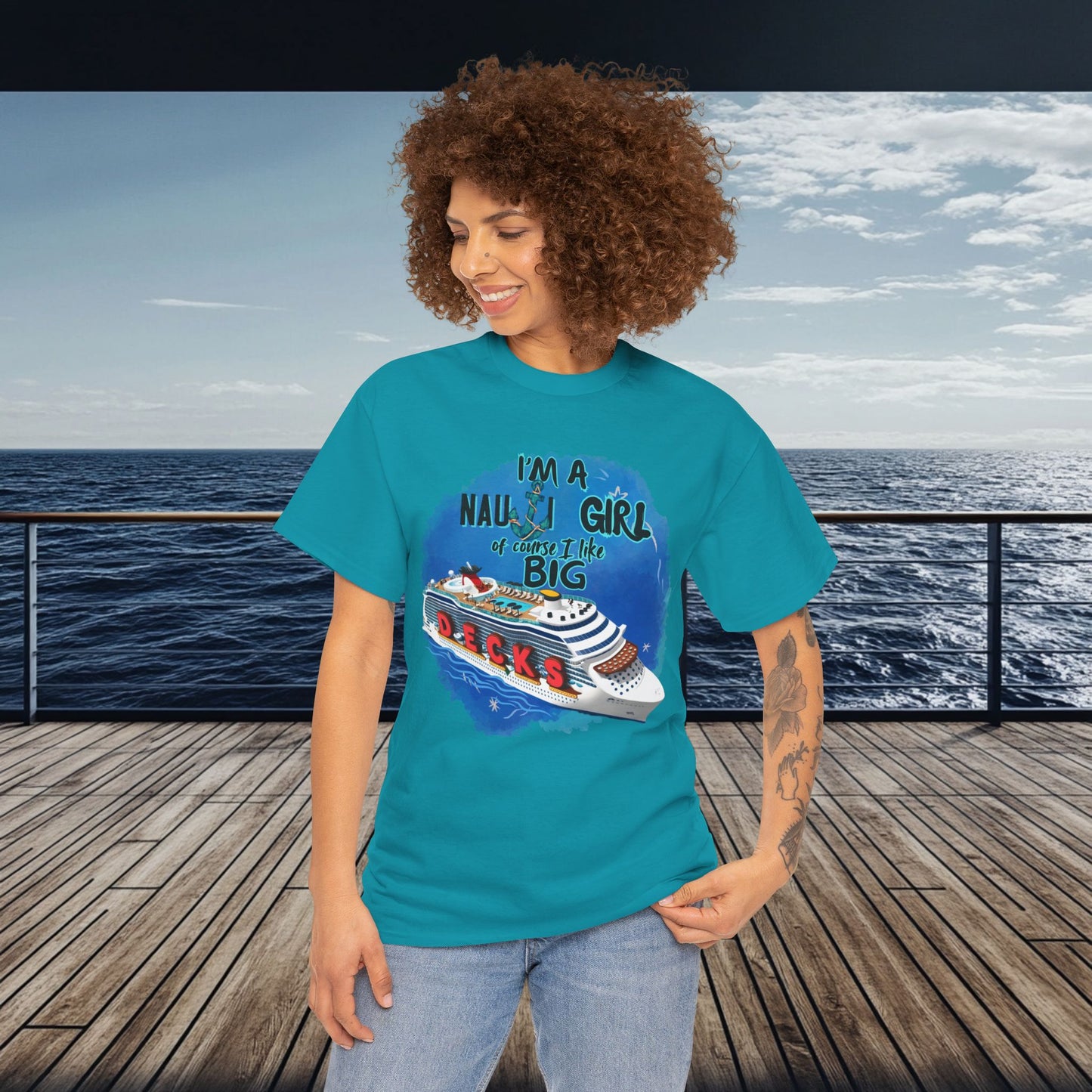 Nauti Girl Unisex Heavy Cotton Tee – I'm a Nauti Girl of Course I Like Big Decks Cruise T-shirt