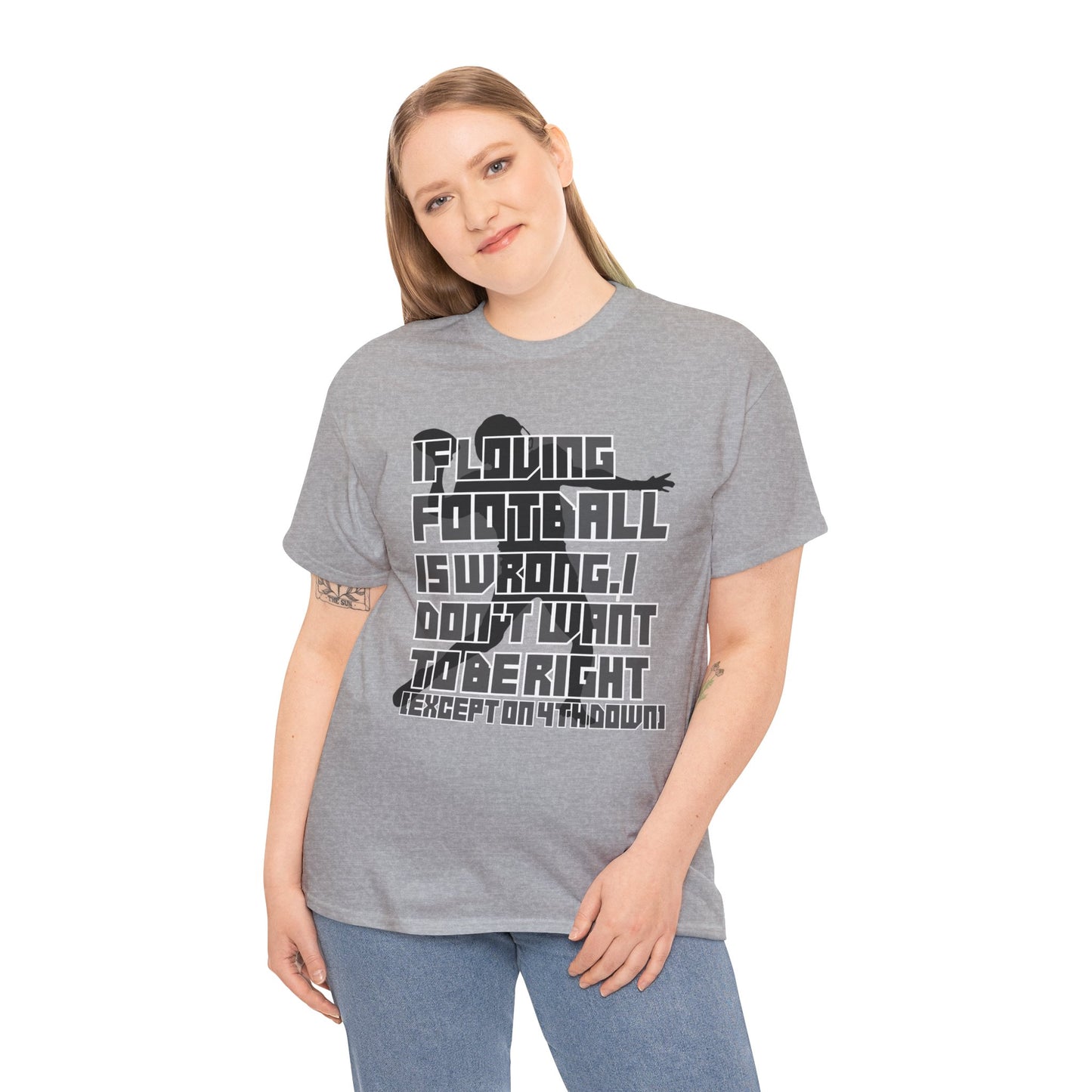 4th Down - Unisex Heavy Cotton Tee, Men's football shirt, Women's game t-shirt, quarterback, love, sports