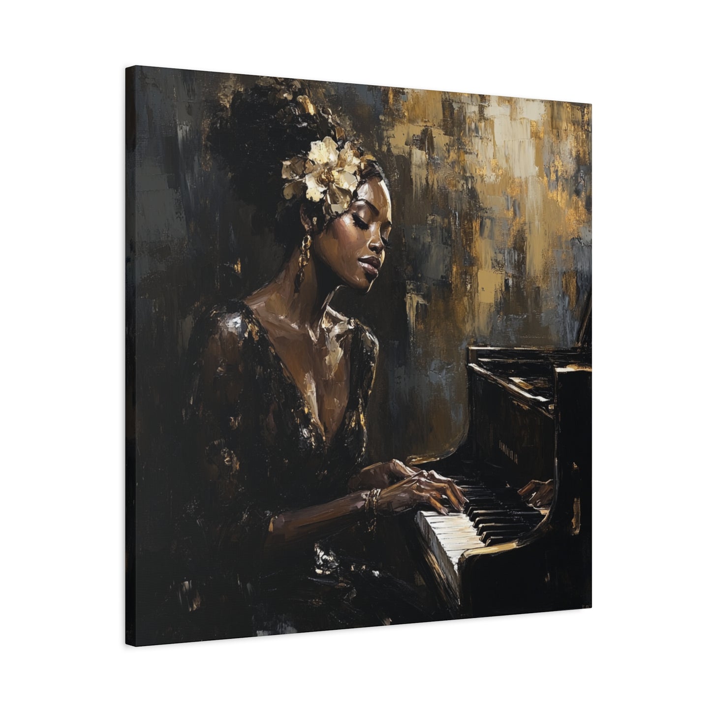 Keys of the Soul Canvas Art- Black Woman Playing Piano, Music Lover Gift, Musical Wall Decor, Home Office
