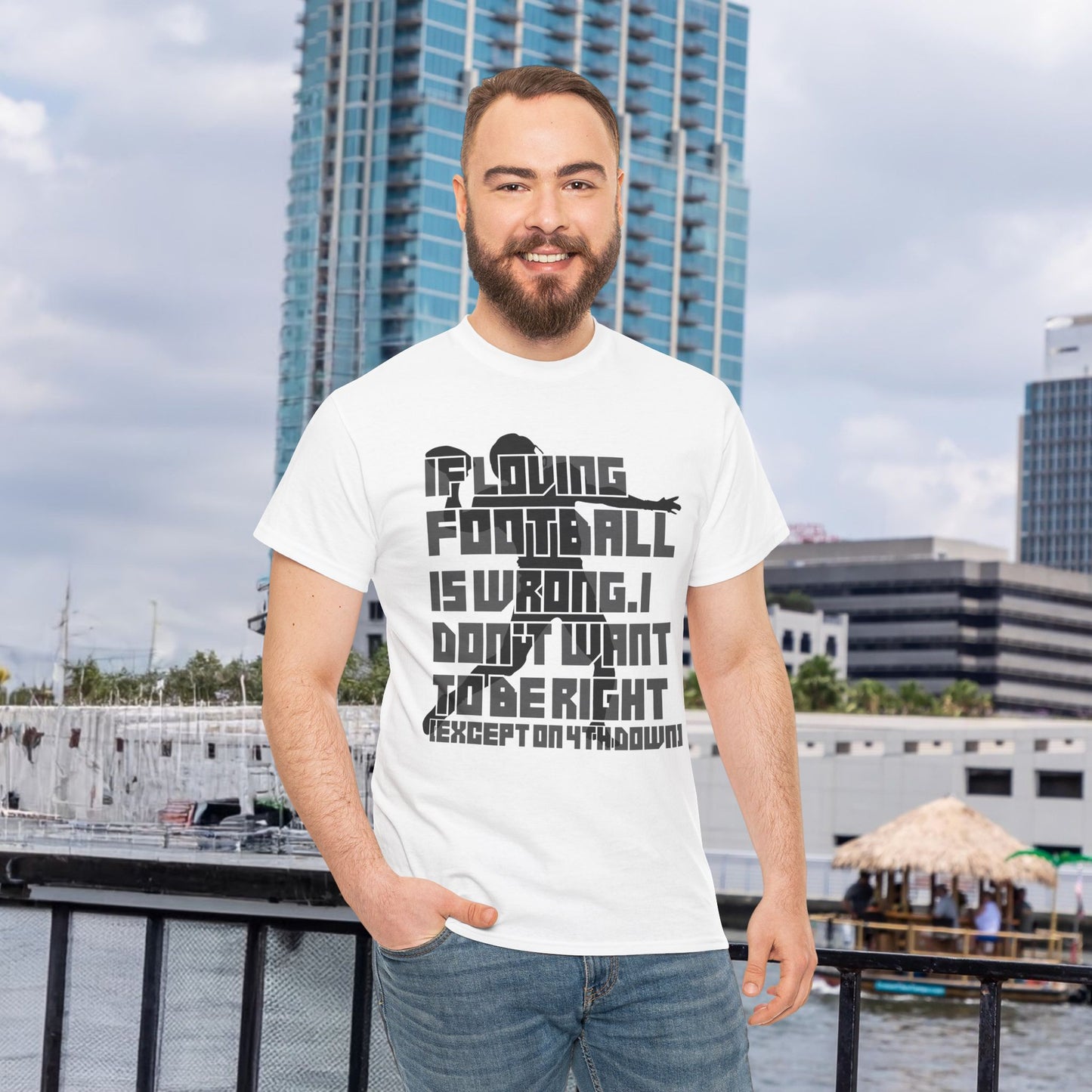 4th Down - Unisex Heavy Cotton Tee, Men's football shirt, Women's game t-shirt, quarterback, love, sports