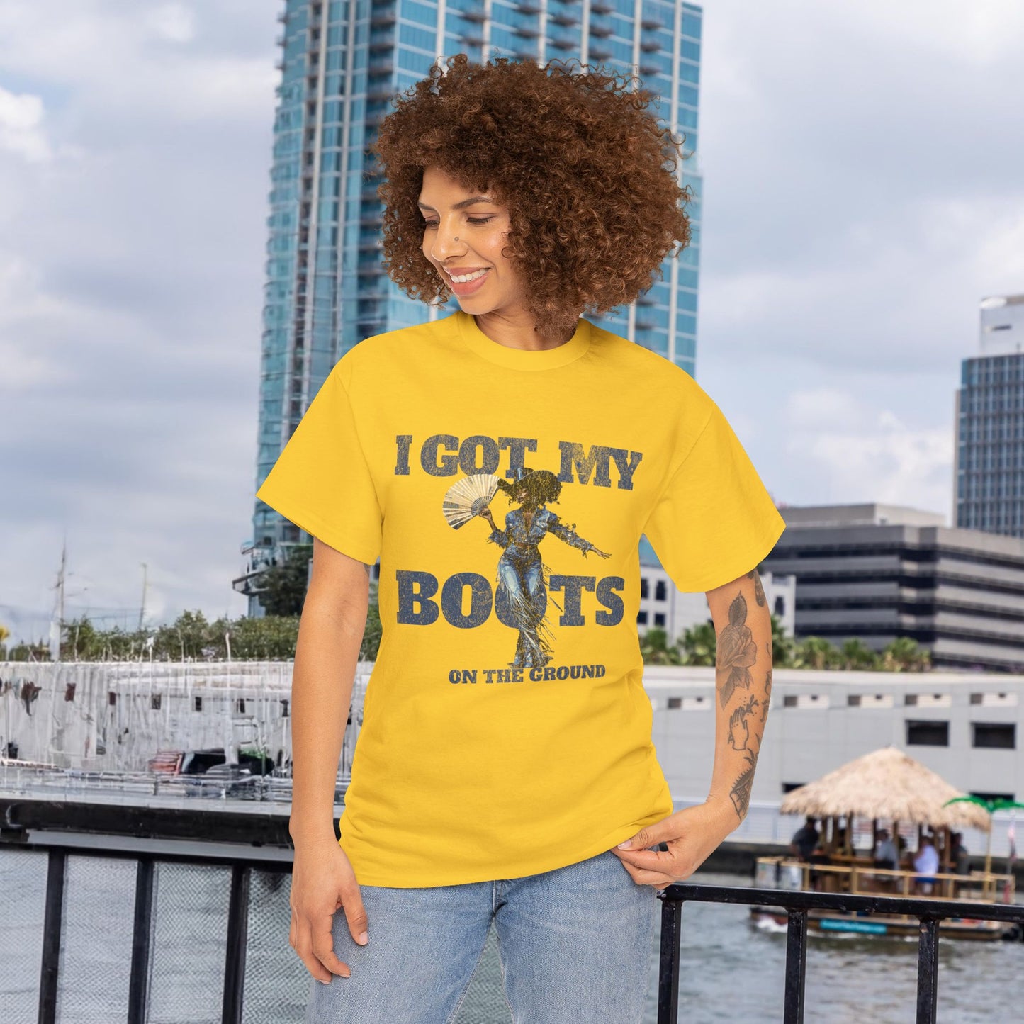 I Got My Boots Unisex Heavy Cotton Tee - Casual Graphic Shirt for Music Lovers, Line Dancers, Line Dance Group