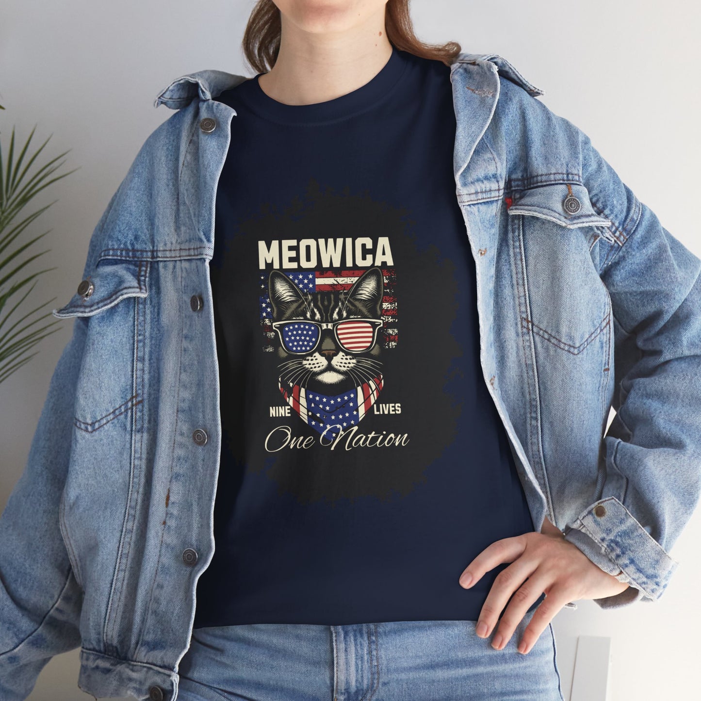 Patriotic Paws - Unisex Heavy Cotton Tee, Cat Lovers Gift