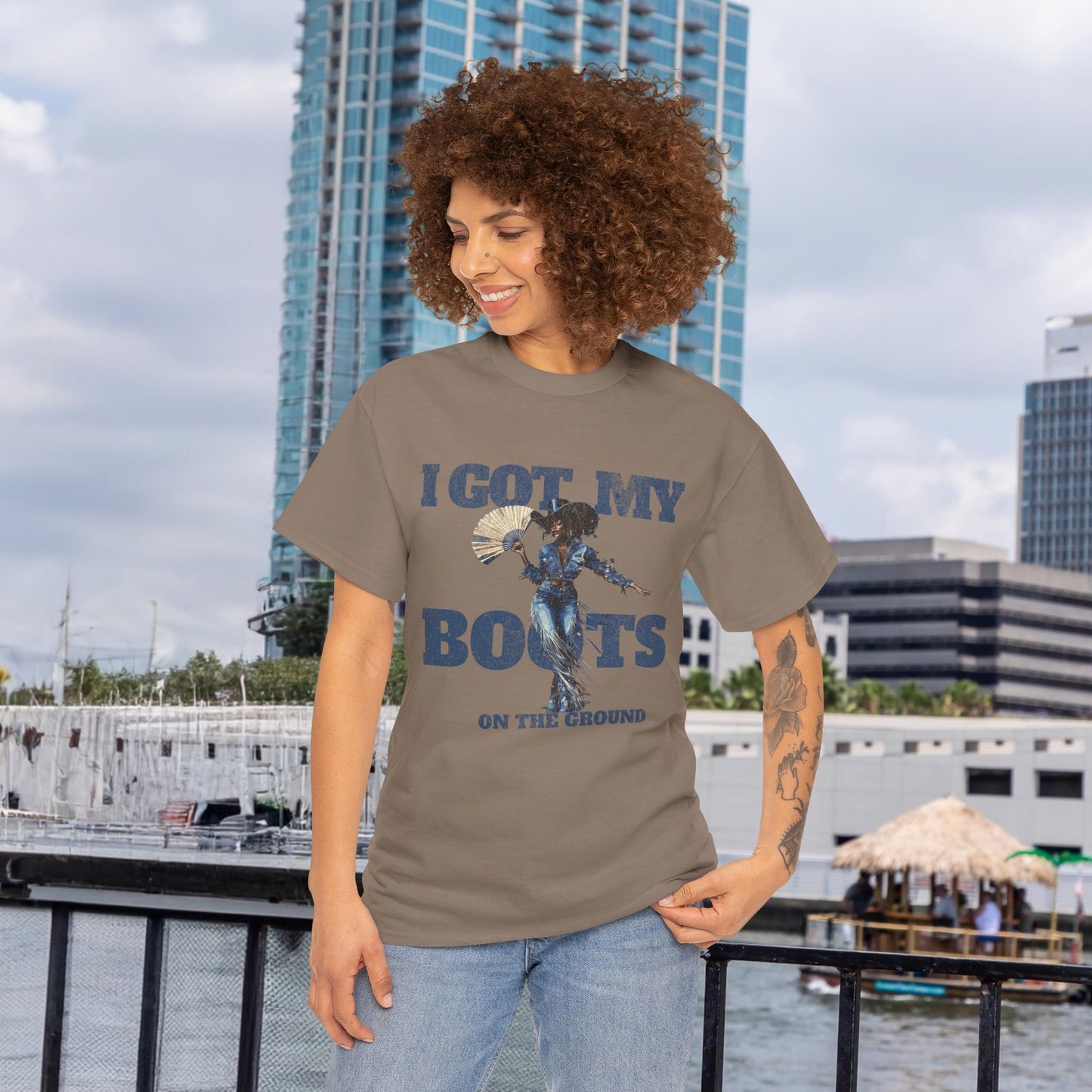 I Got My Boots Unisex Heavy Cotton Tee - Casual Graphic Shirt for Music Lovers, Line Dancers, Line Dance Group