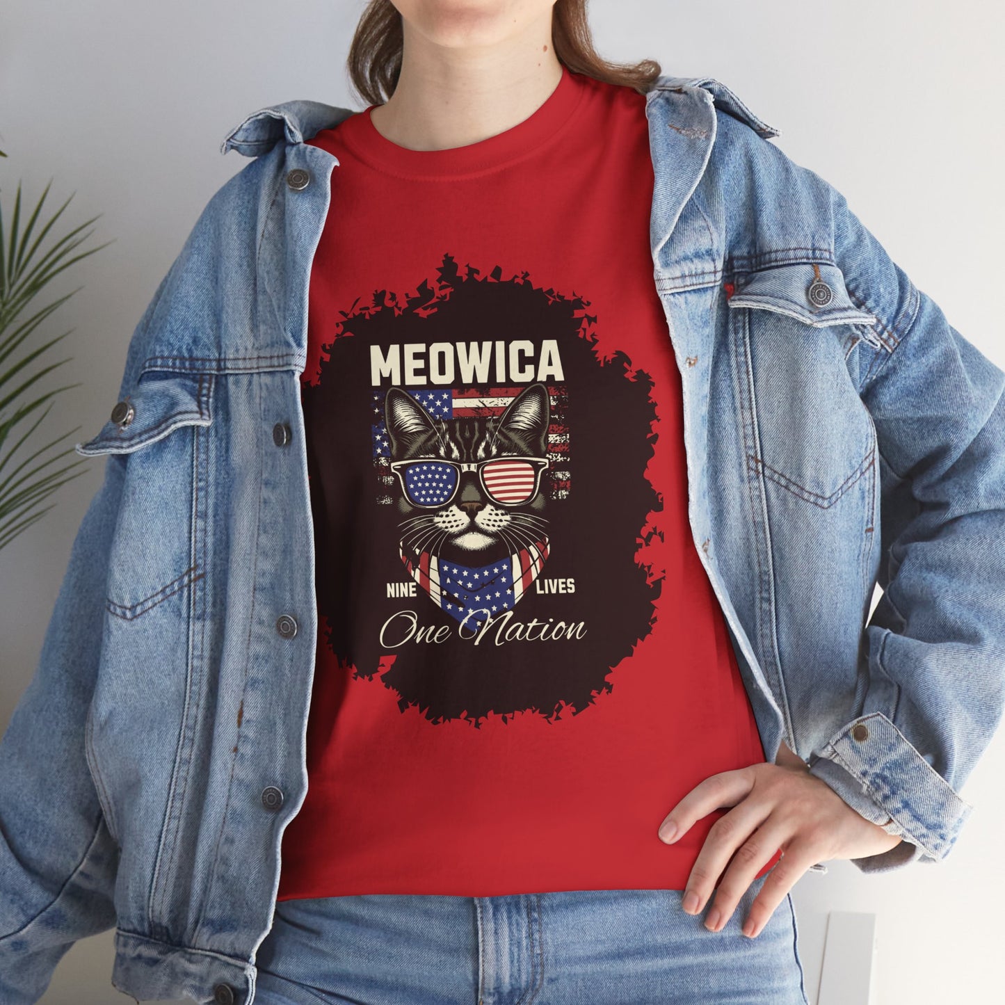 Patriotic Paws - Unisex Heavy Cotton Tee, Cat Lovers Gift