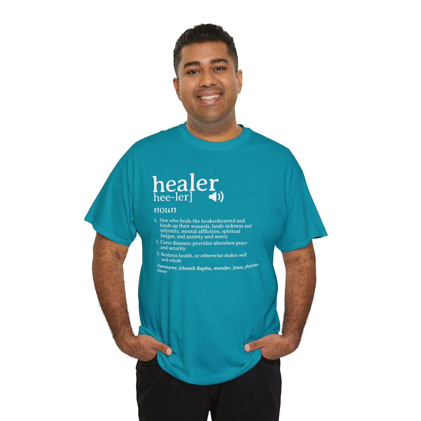 Healer Unisex Heavy Cotton Tee - Jehovah Rapha Healing T-Shirt, Spiritual Gift Shirt, Faith Inspirational Apparel, Christian Graphic Tee,
