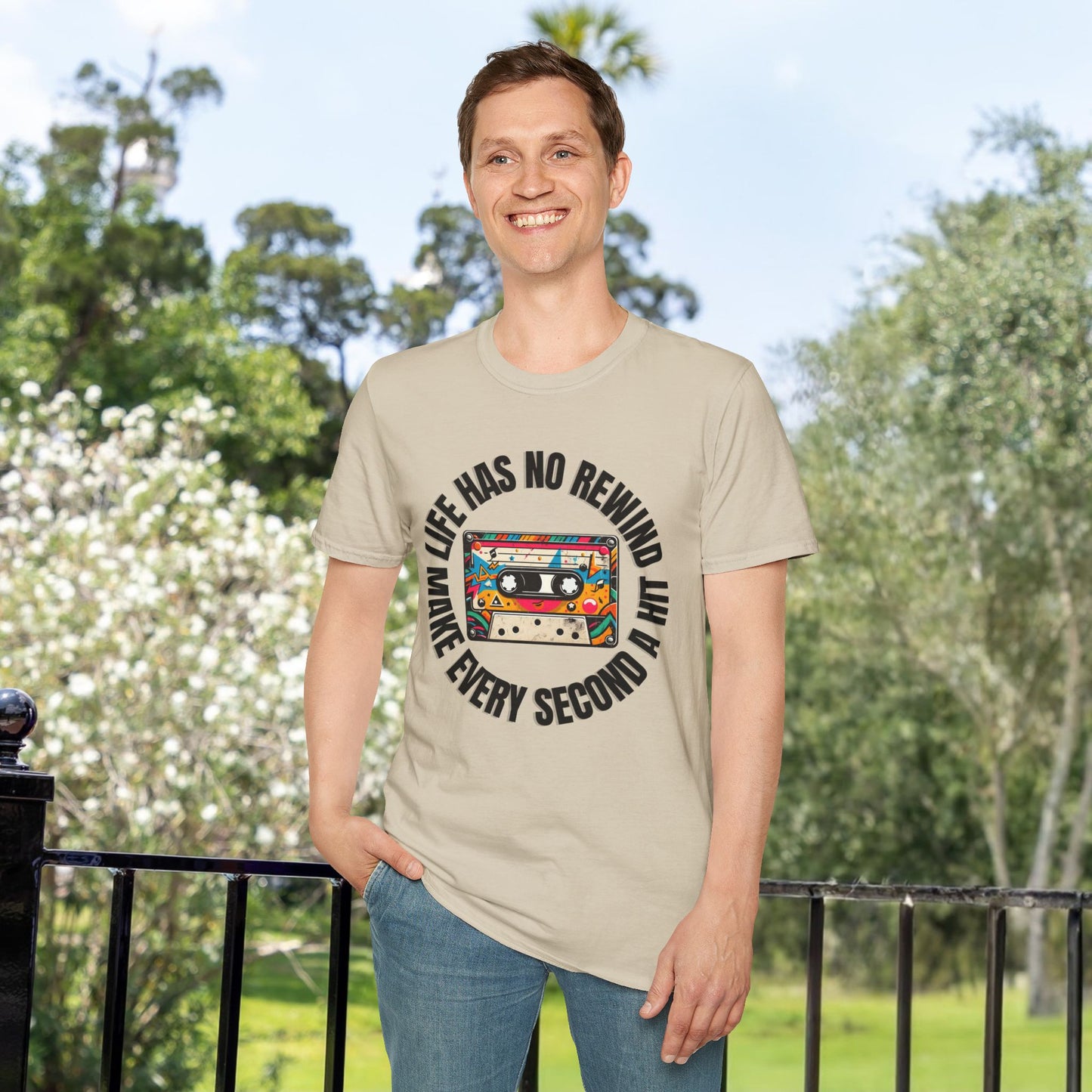 No Rewind Cassette Unisex Softstyle T-Shirt Motivational Quote Tee
