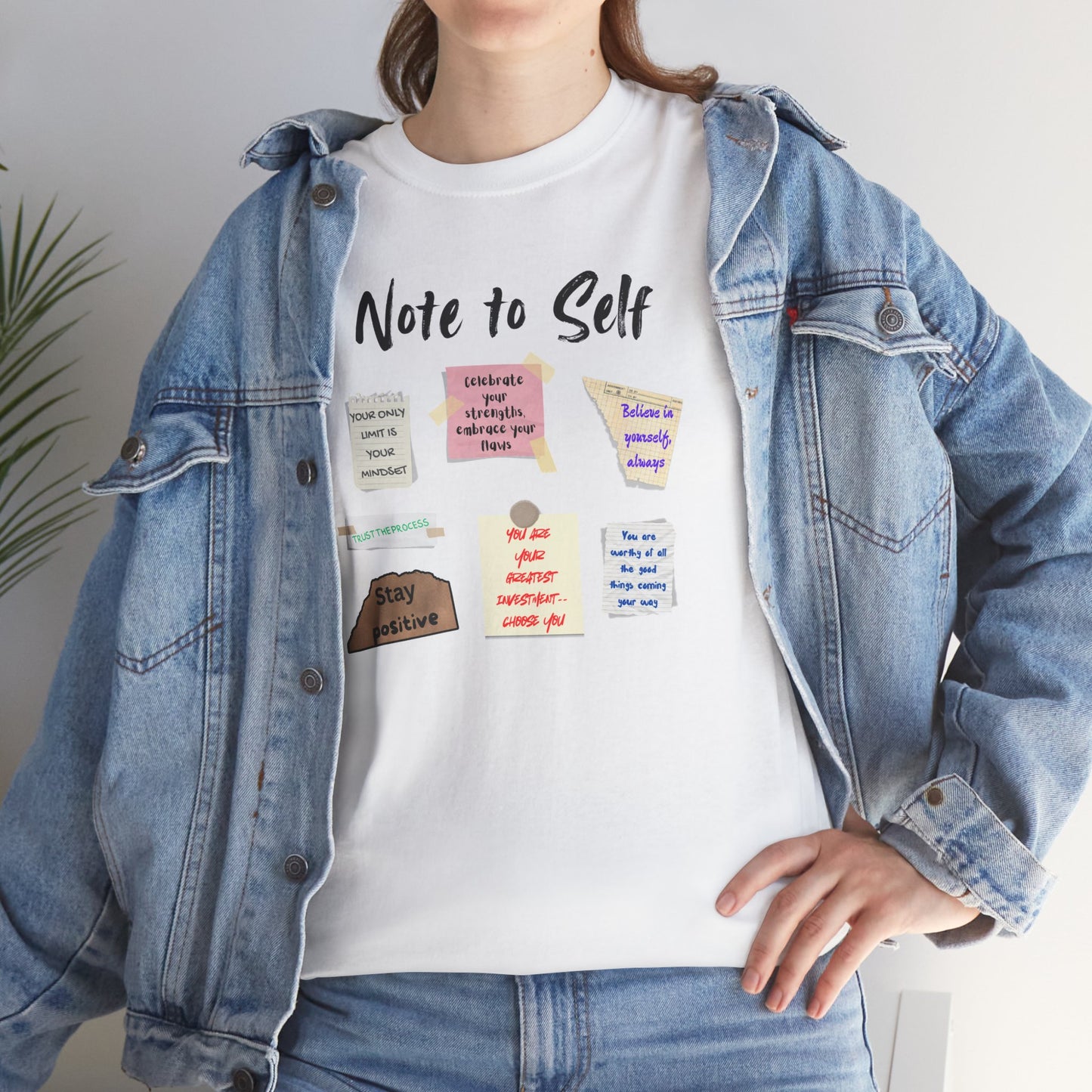 Note to Self: Motivational Messages - Unisex Heavy Cotton Tee Inspirational Quotes T-shirt