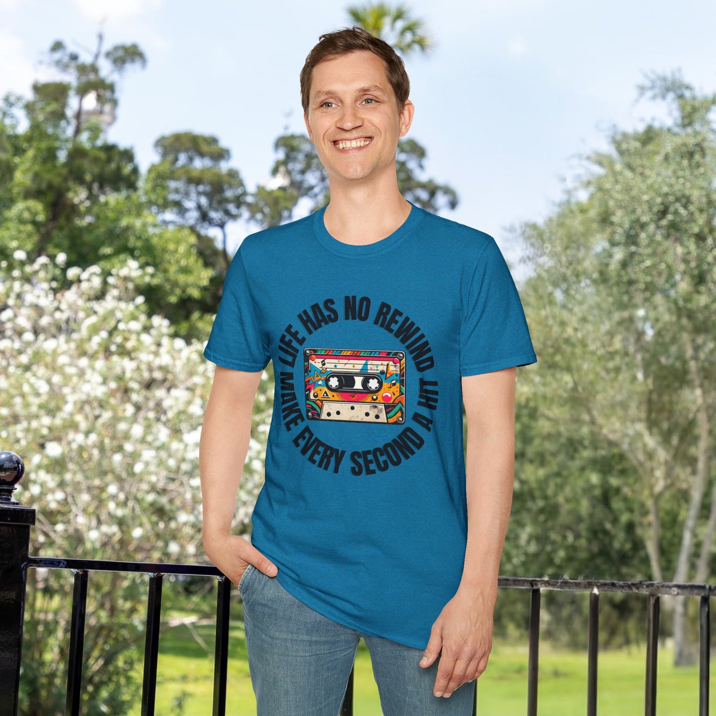 No Rewind Cassette Unisex Softstyle T-Shirt Motivational Quote Tee